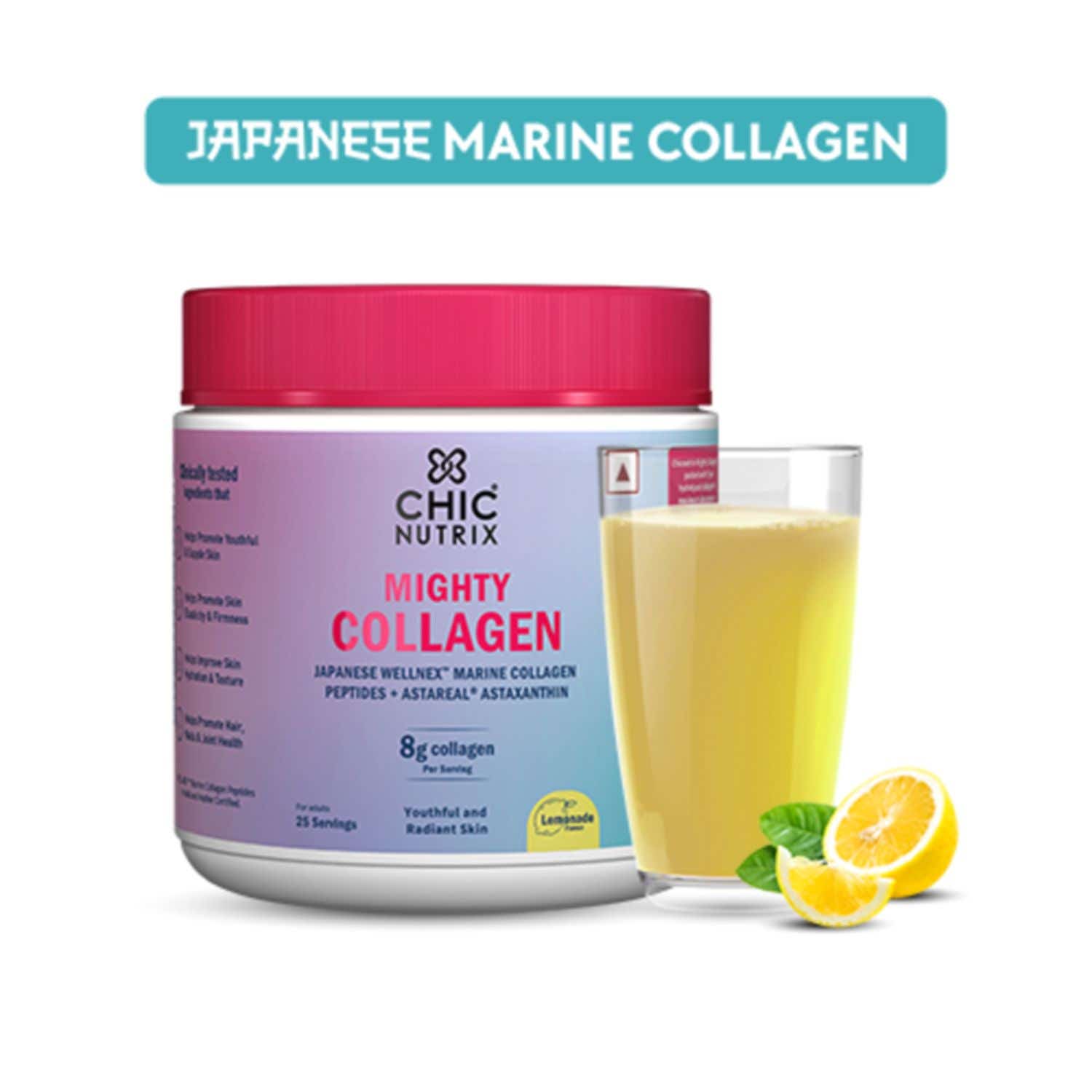 Chicnutrix | Chicnutrix Mighty Collagen with 8G Japanese Marine Collagen Peptides + 2Mg Astaxanthin (237 g)