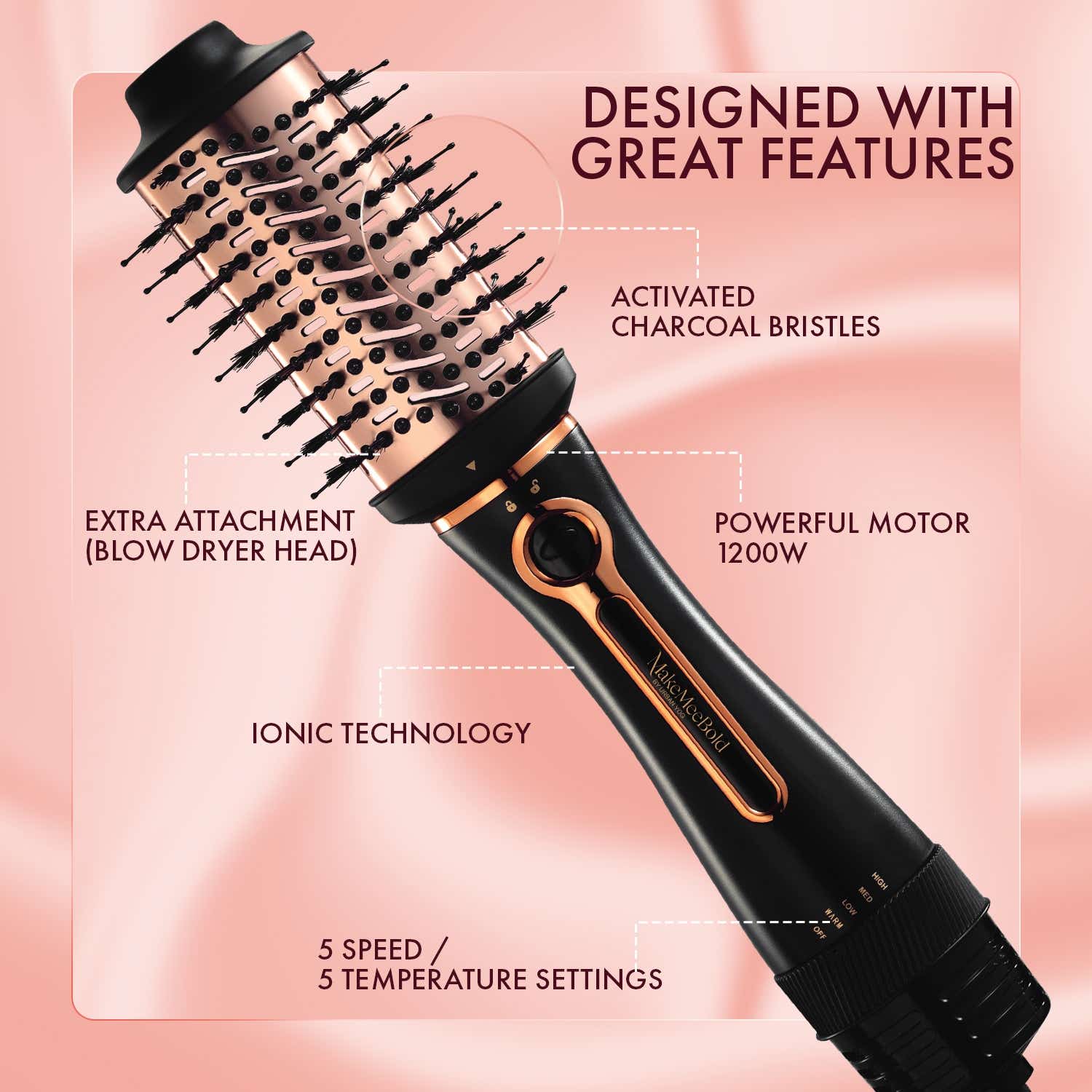 Urban Yog Makemeebold 3-In-1 Hot Air Brush Hair Dryer - Image 4