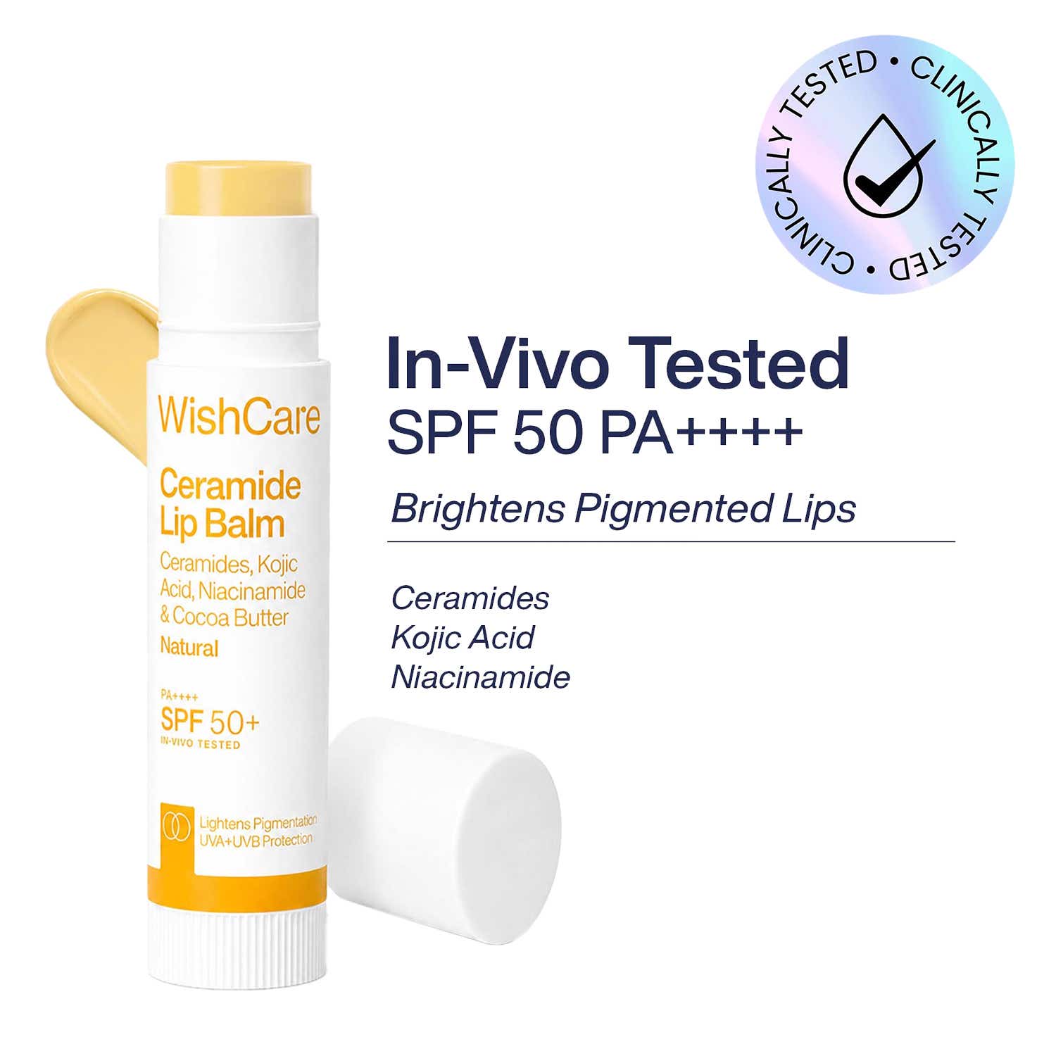 WishCare | WishCare Natural Ceramide Lip Balm for Dark Pigmented Lips with SPF50 PA+++ Heals Chapped Lips (5 g)