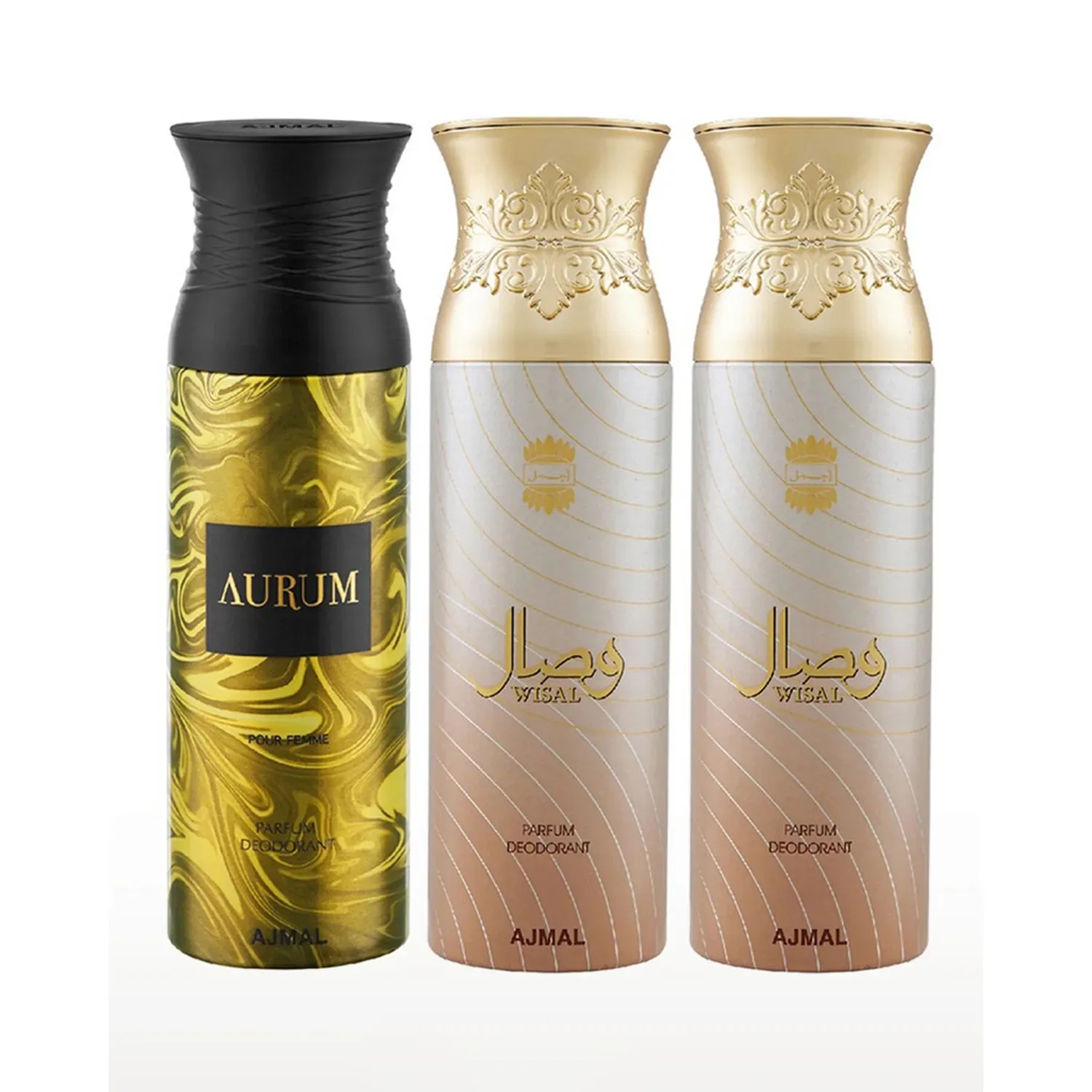 Ajmal | Ajmal Aurum & Wisal Deo & Wisal Deodorant Spray for Women - Pack of 3 (200ml Each)