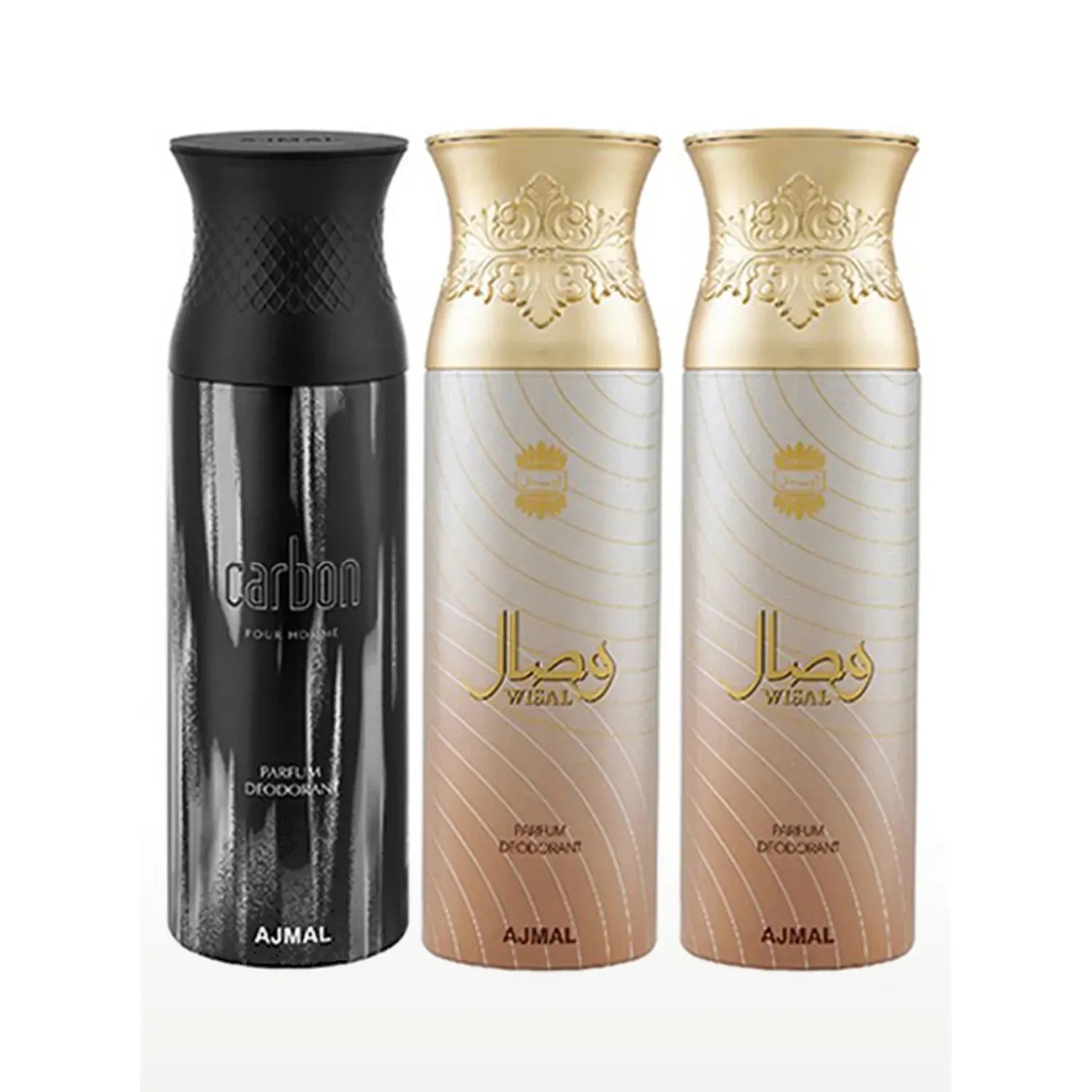 Ajmal | Ajmal Carbon & Wisal Deo & Wisal Deodorant Spray for Men & Women - Pack of 3 (200ml Each)