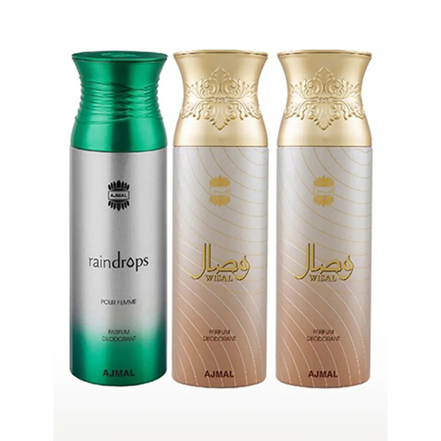 Ajmal | Ajmal Raindrops & Wisal Deo & Wisal Deodorant Spray for Women - Pack of 3 (200ml Each)
