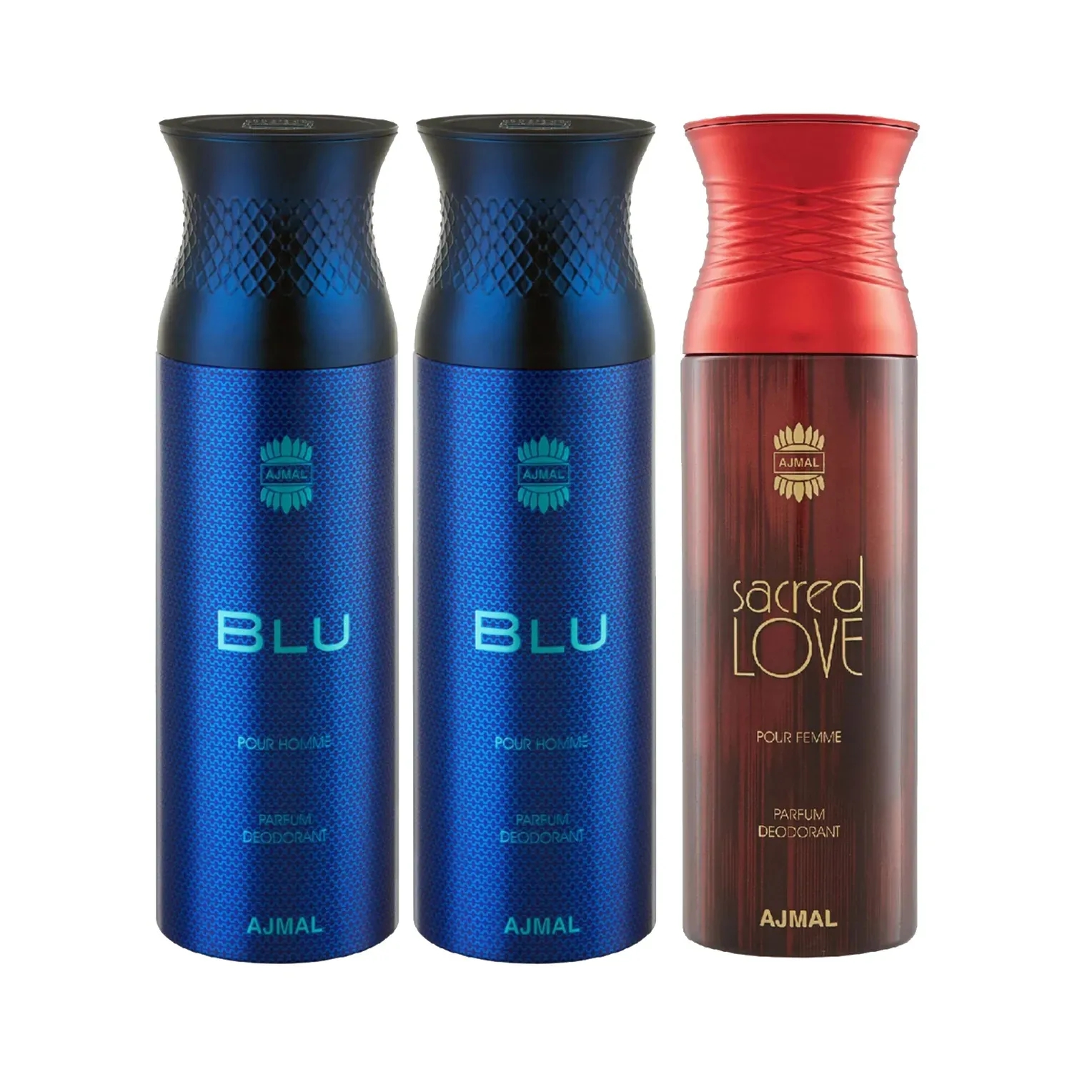 Ajmal | Ajmal Blu & Blu & Sacred Love Deodorant Spray for Men & Women - Pack of 3 (200ml Each)