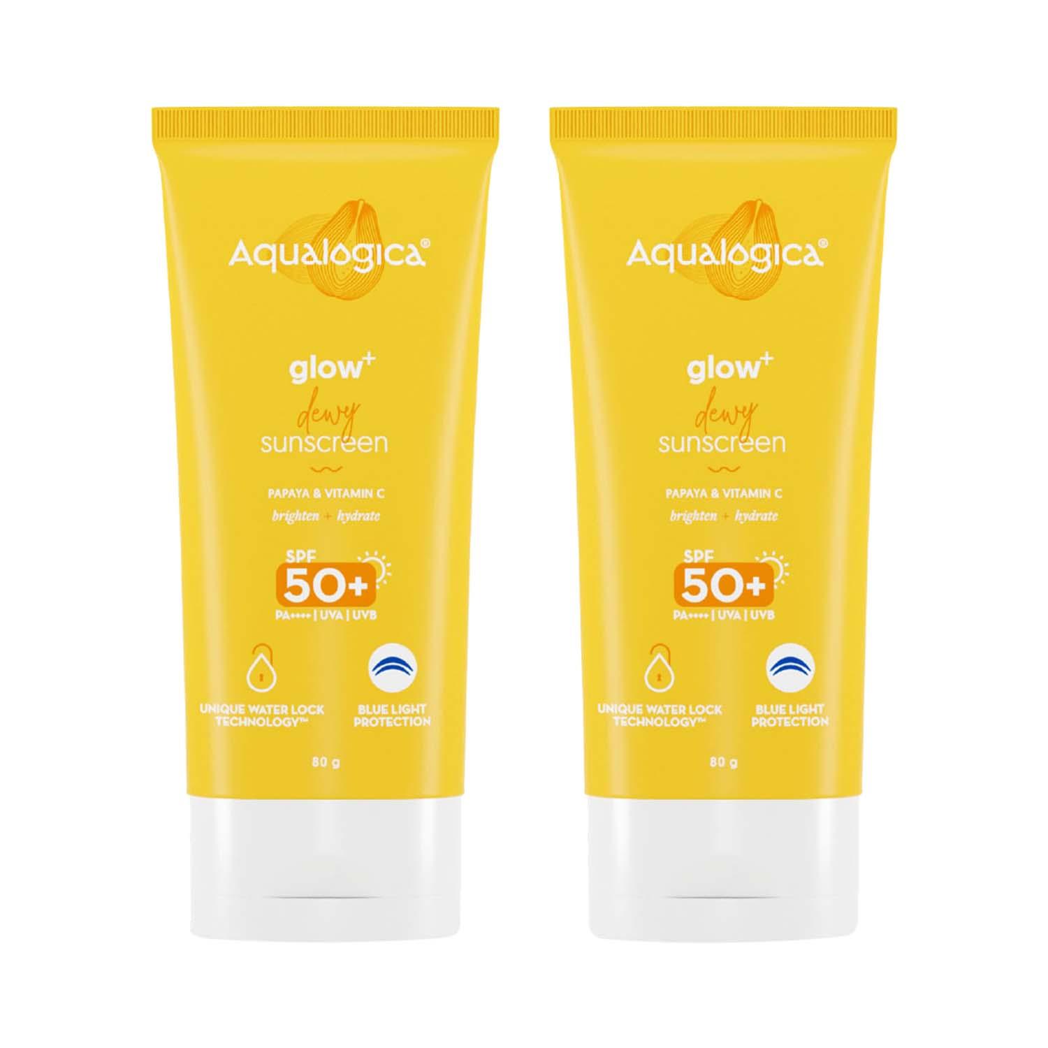 Aqualogica Glow+ Dewy Sunscreen - 80g (Pack of 2) Combo