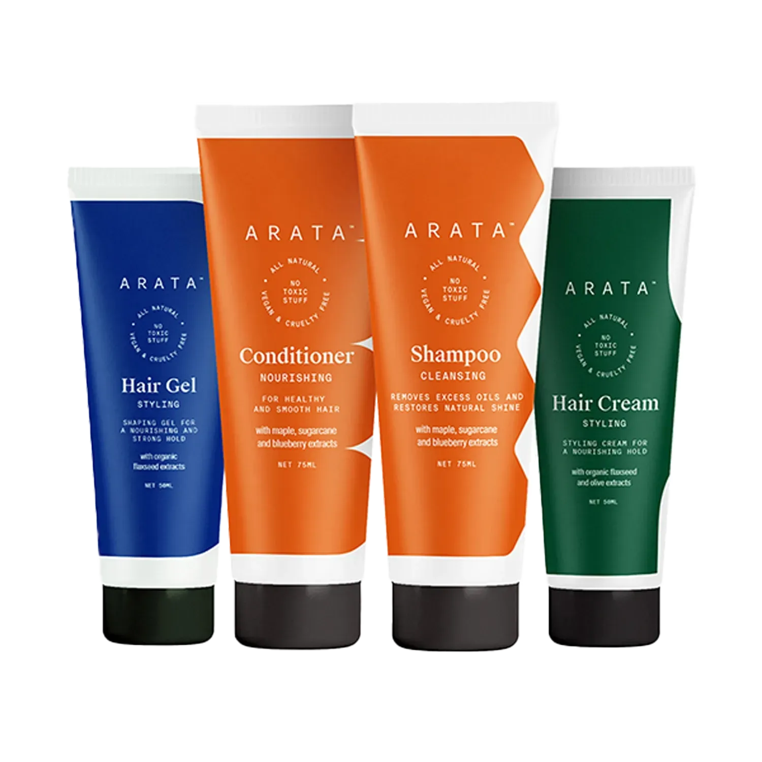 Arata | Arata Natural Hair Care Essentials With Cleansing Shampoo, Conditioner, Hair Gel & Hair Cream (250 ml)