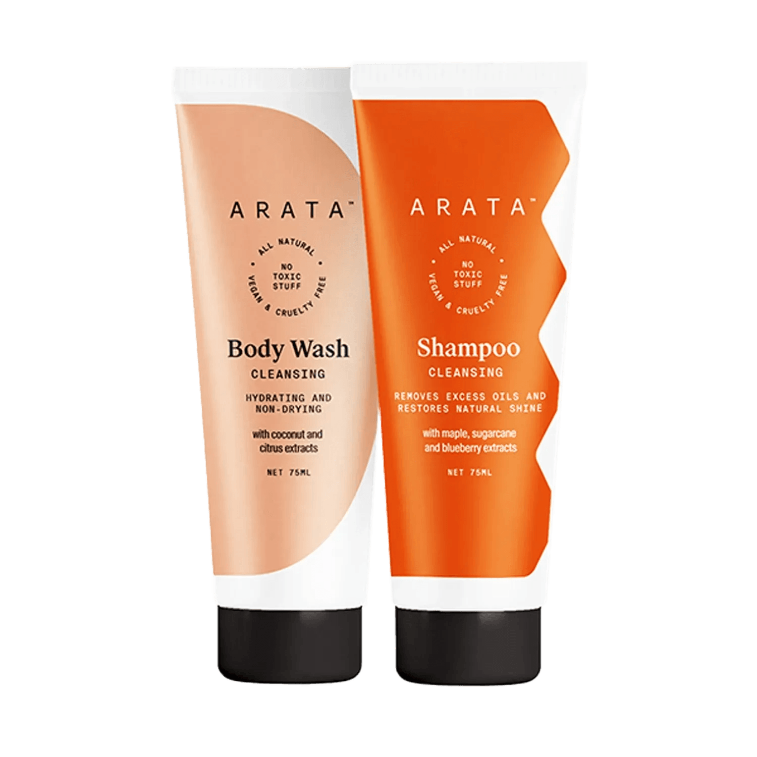 Arata Natural Mini Bath Essentials With Cleansing Shampoo & Body Wash (2Pcs)