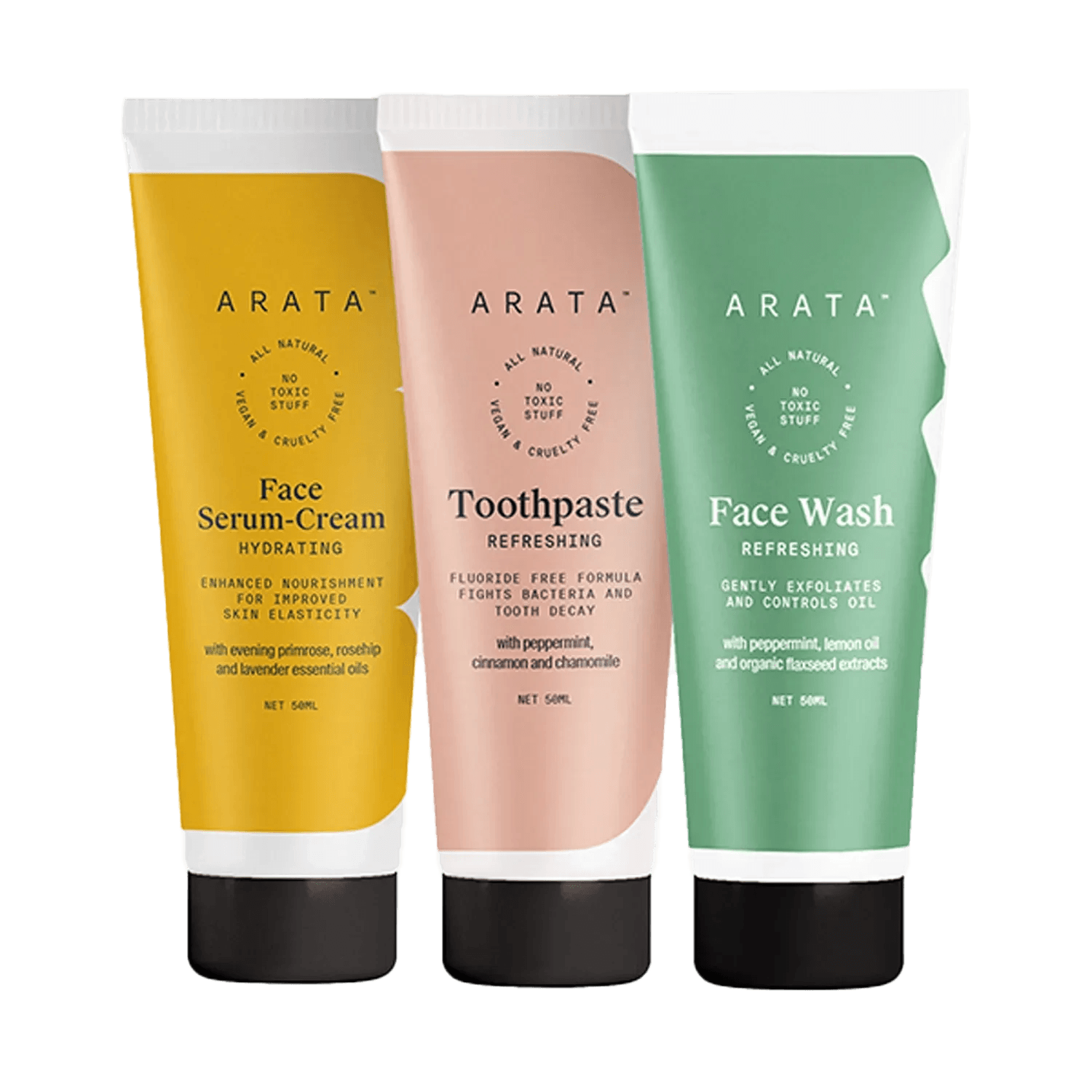 Arata | Arata Essential Morning Regime With Facewash Face Serum-Cream & Toothpaste (3Pcs)