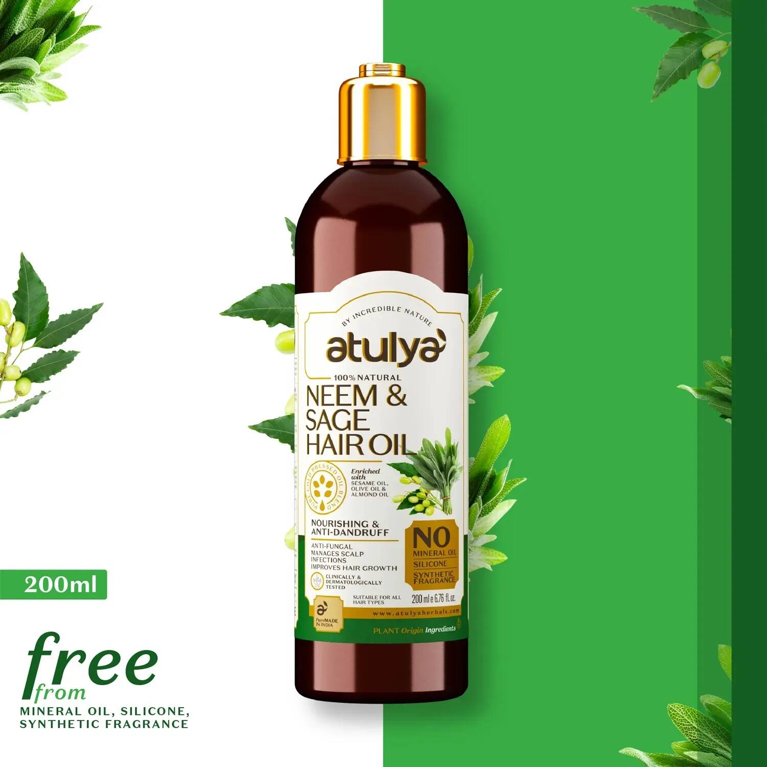 Atulya | Atulya Neem & Sage Hair Oil (200ml)