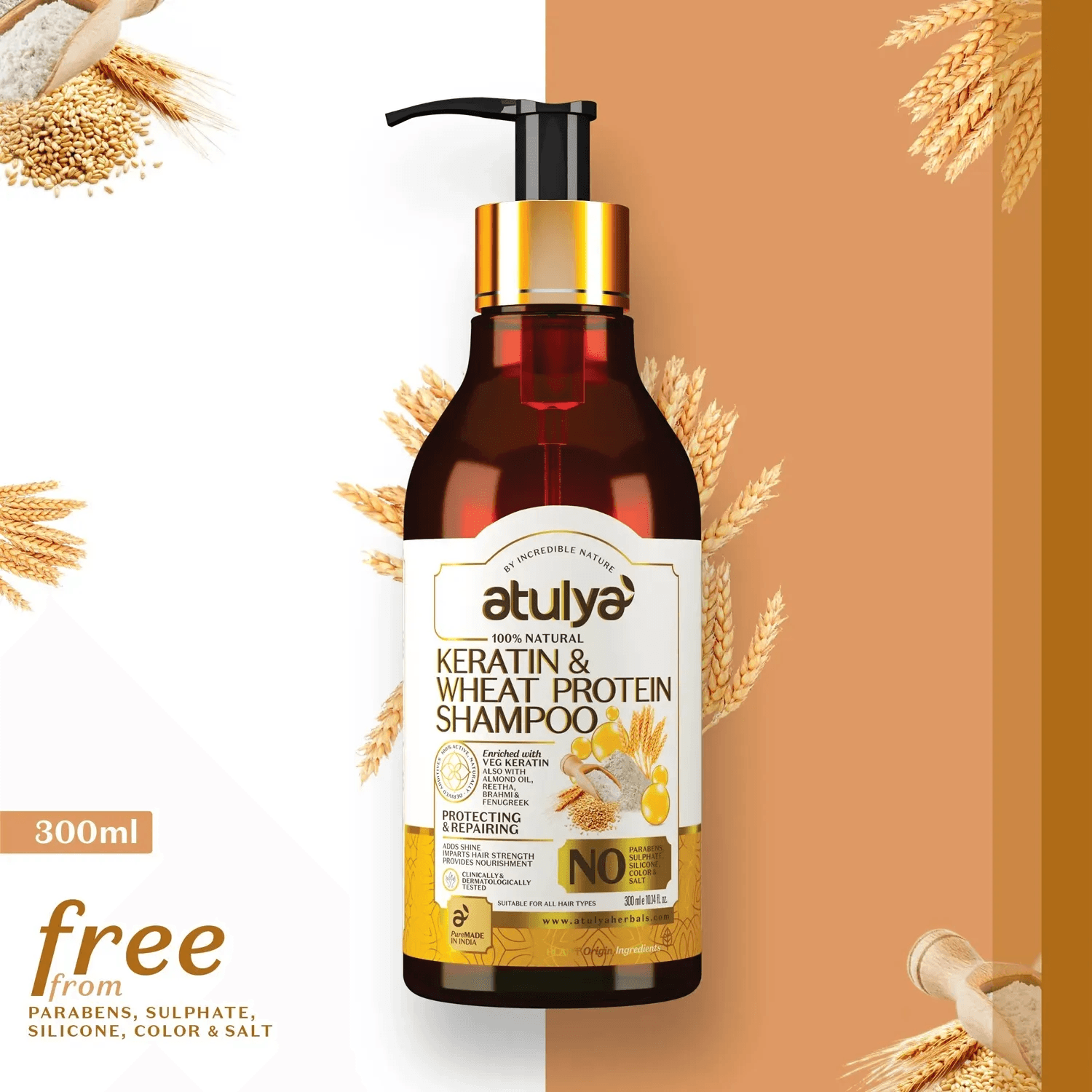 Atulya | Atulya Keratin & Wheat Protein Shampoo (300ml)