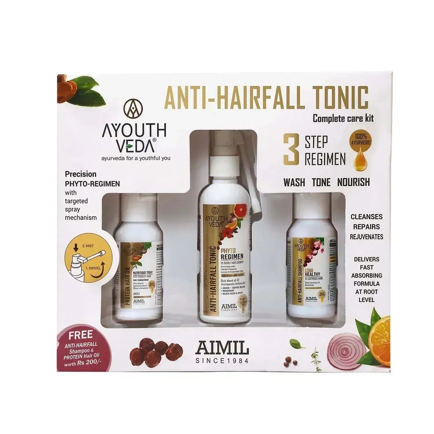 Ayouthveda | Ayouthveda Anti-Hairfall Tonic Complete Care Kit - (100ml)