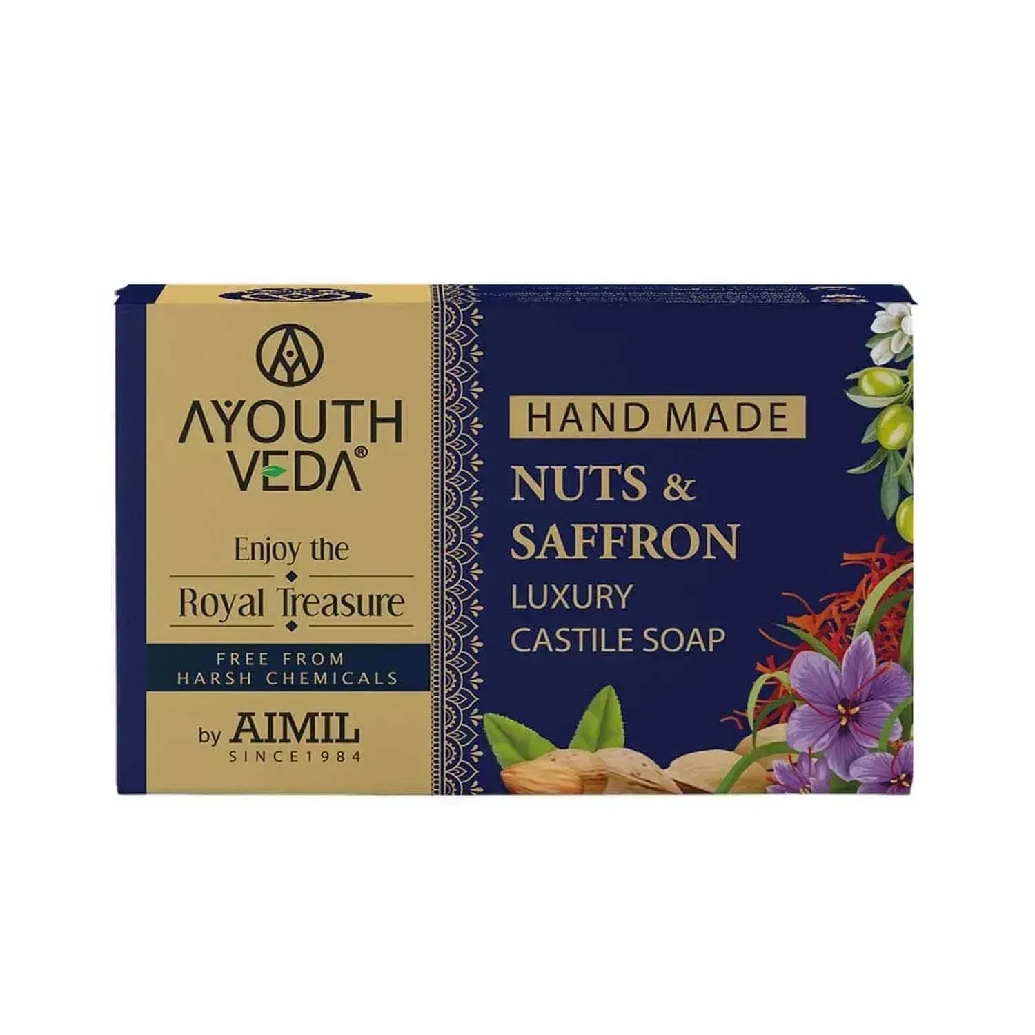 Ayouthveda Nuts And Saffron Luxury Castile Soap - (110g)
