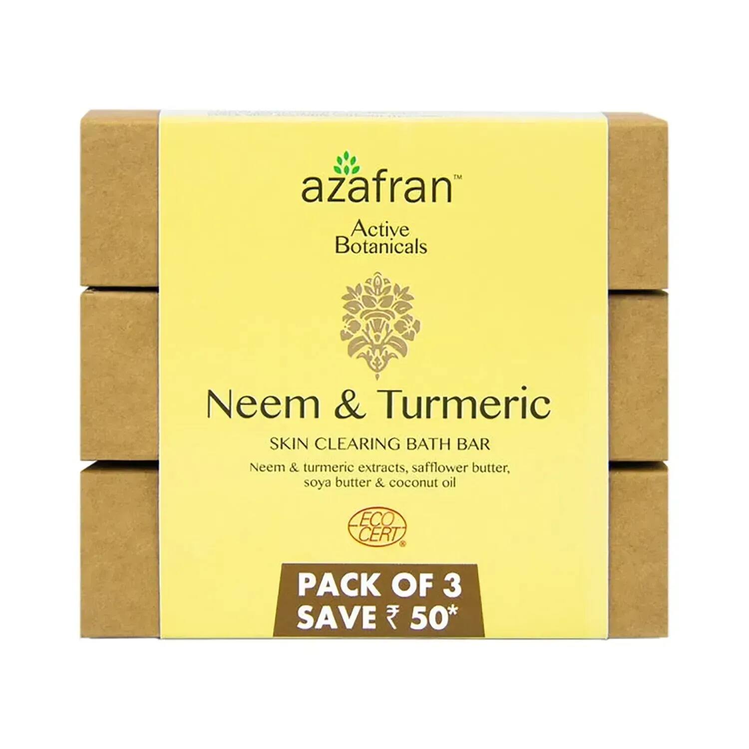 Azafran Active Botanicals | Azafran Active Botanicals Neem & Turmeric Skin Clear Bath Bar - (3 Pcs)