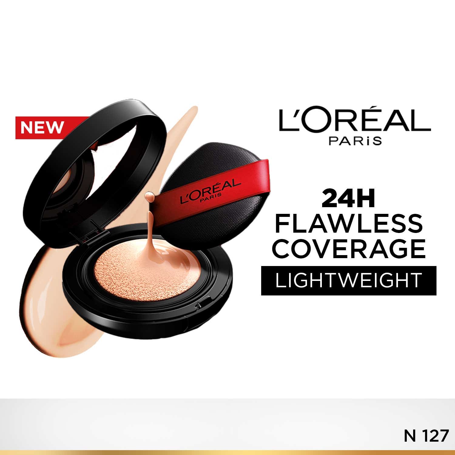 L'Oreal Paris | L'Oreal Paris Infallible Cushion Foundation 24Hr Full Coverage Glass-Skin Finish - ShadeN127 (11 g)