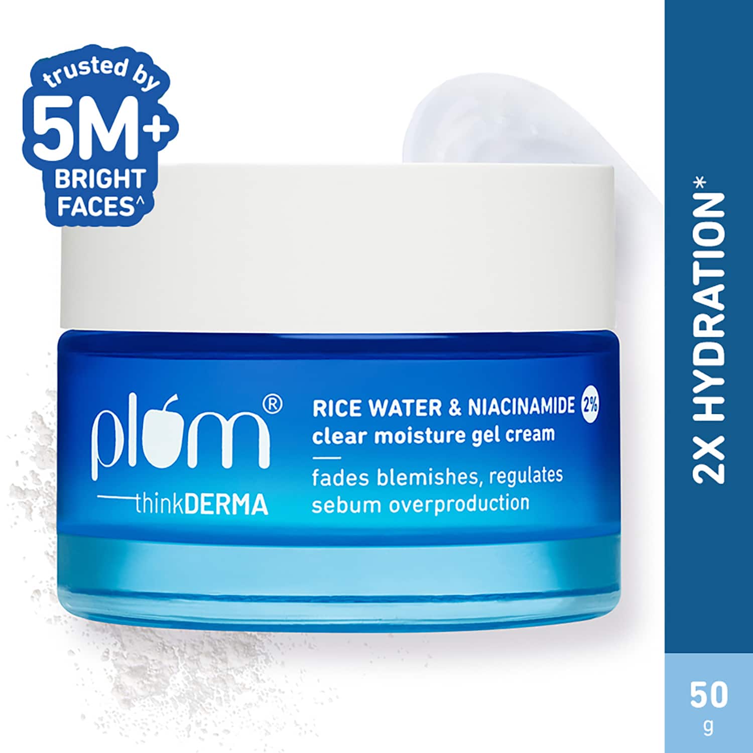 Plum | Plum 2% Niacinamide & Rice Water Daily Brightening Gel Face Moisturizer, Non-Sticky Hydration (50 g)