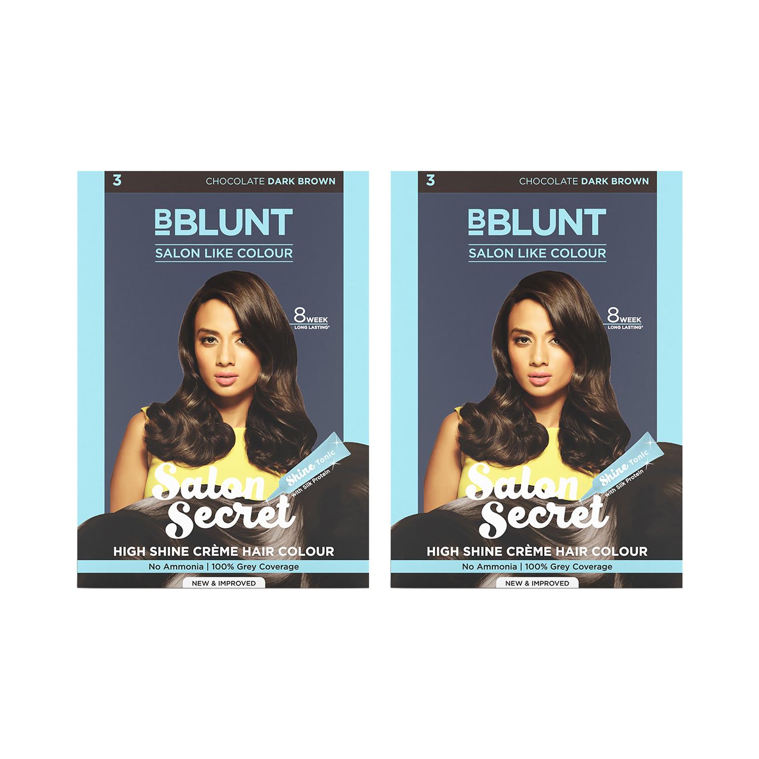 BBlunt | BBlunt Salon Secret High Shine Creme Hair Colour Chocolate Dark Brown (Pack of 2) Combo