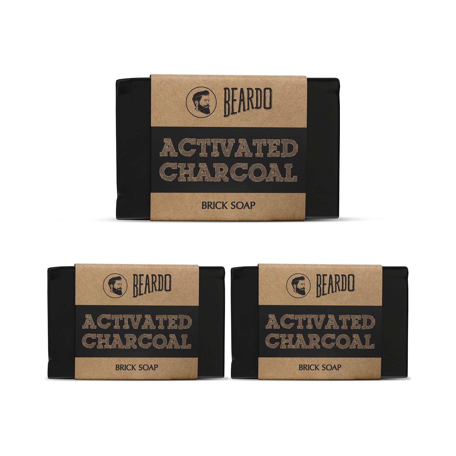 Beardo | Beardo Activated Charcoal Brick Soap 125gm Combo (Pack of 3)