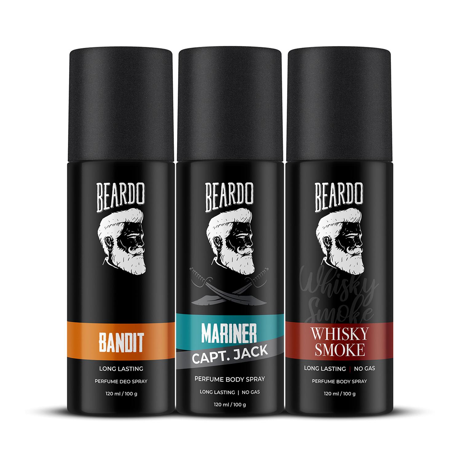 Beardo | Beardo Body Spray Combo - Whisky Smoke, Mariner & Bandit (120ml x 3)