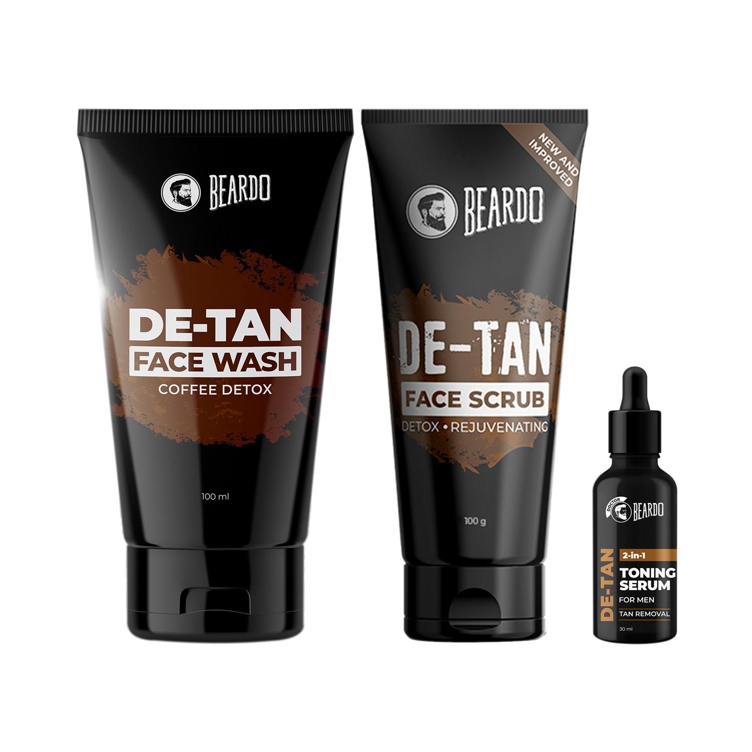Beardo | Beardo DeTan Face Scrub Tube, Face Wash 50 dia & 2 in 1 Toning Serum Combo