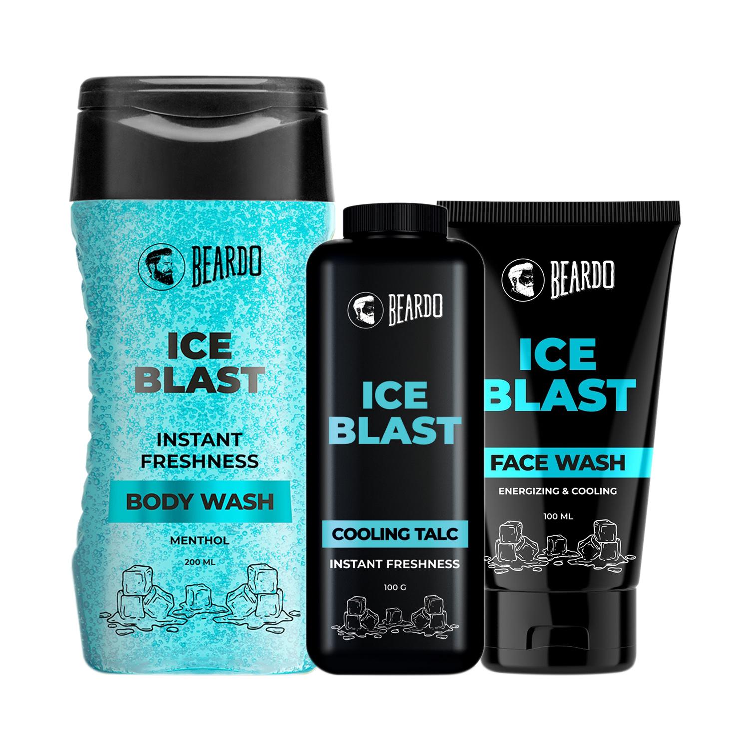Beardo | Beardo Ice Blast Face Wash, Ice Blast Body Wash, Beardo Ice Blast Cooling Talc Combo