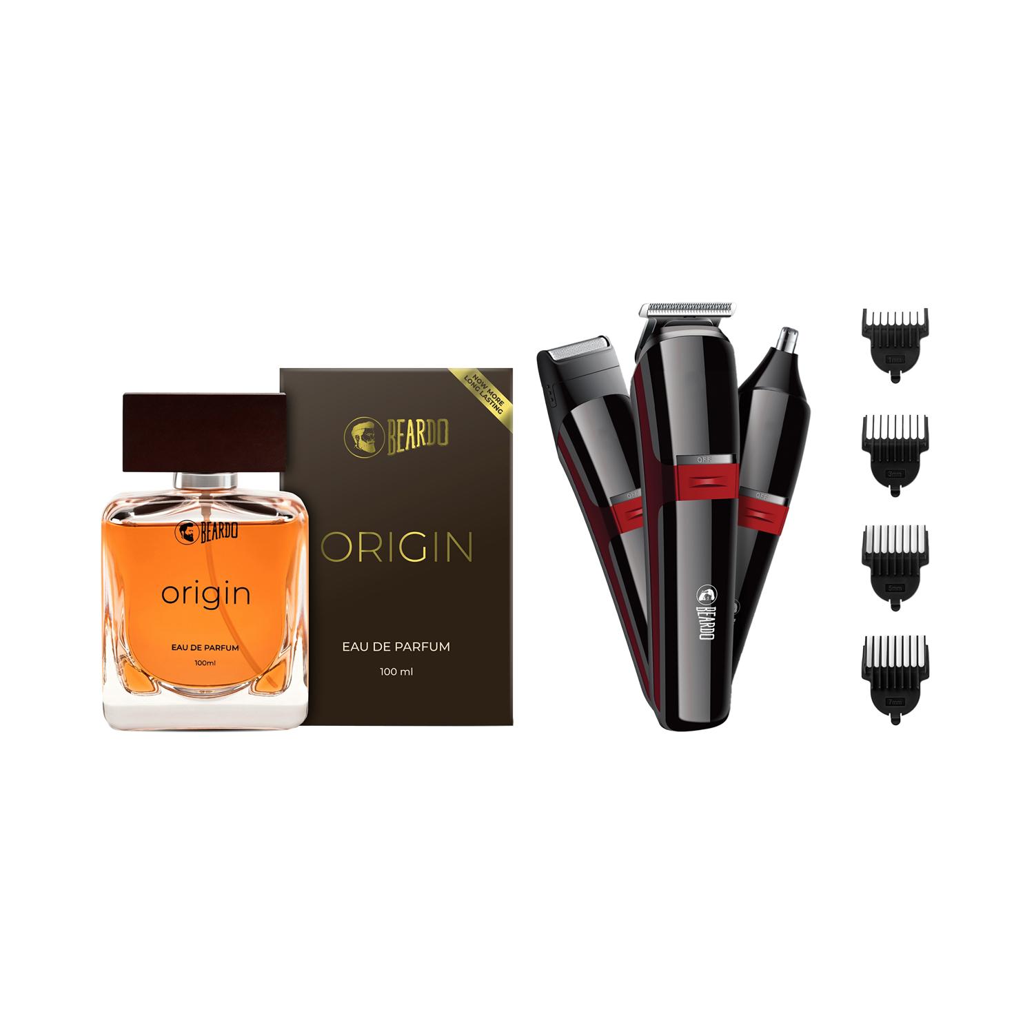 Beardo | Beardo Perfume Spray - Origin (100 ml) & Ape X 3-in-1 Trimmer for Men Combo