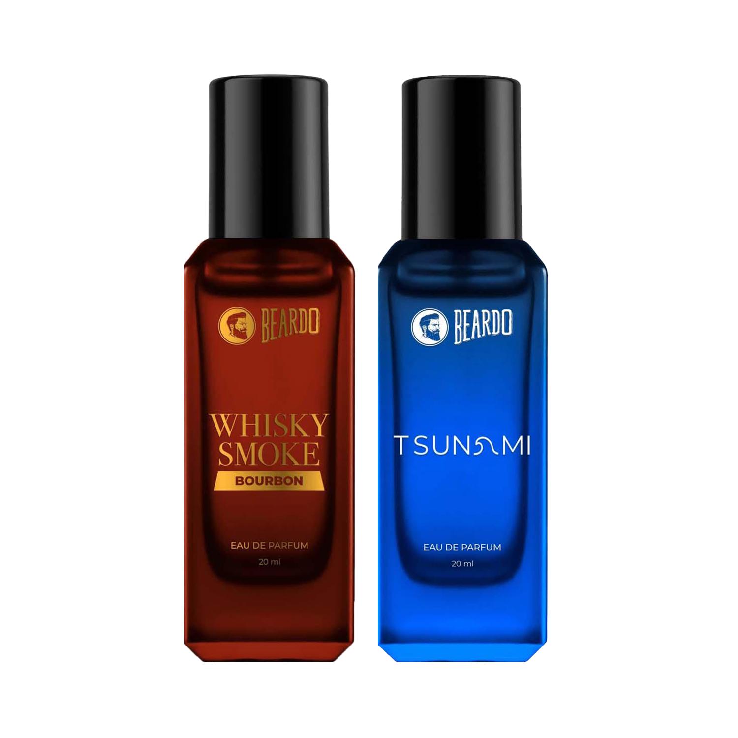 Beardo | Beardo Tsunami Perfume (20 ml) & Bourbon Whisky Smoke Perfume Ideal Gift (20 ml) Combo