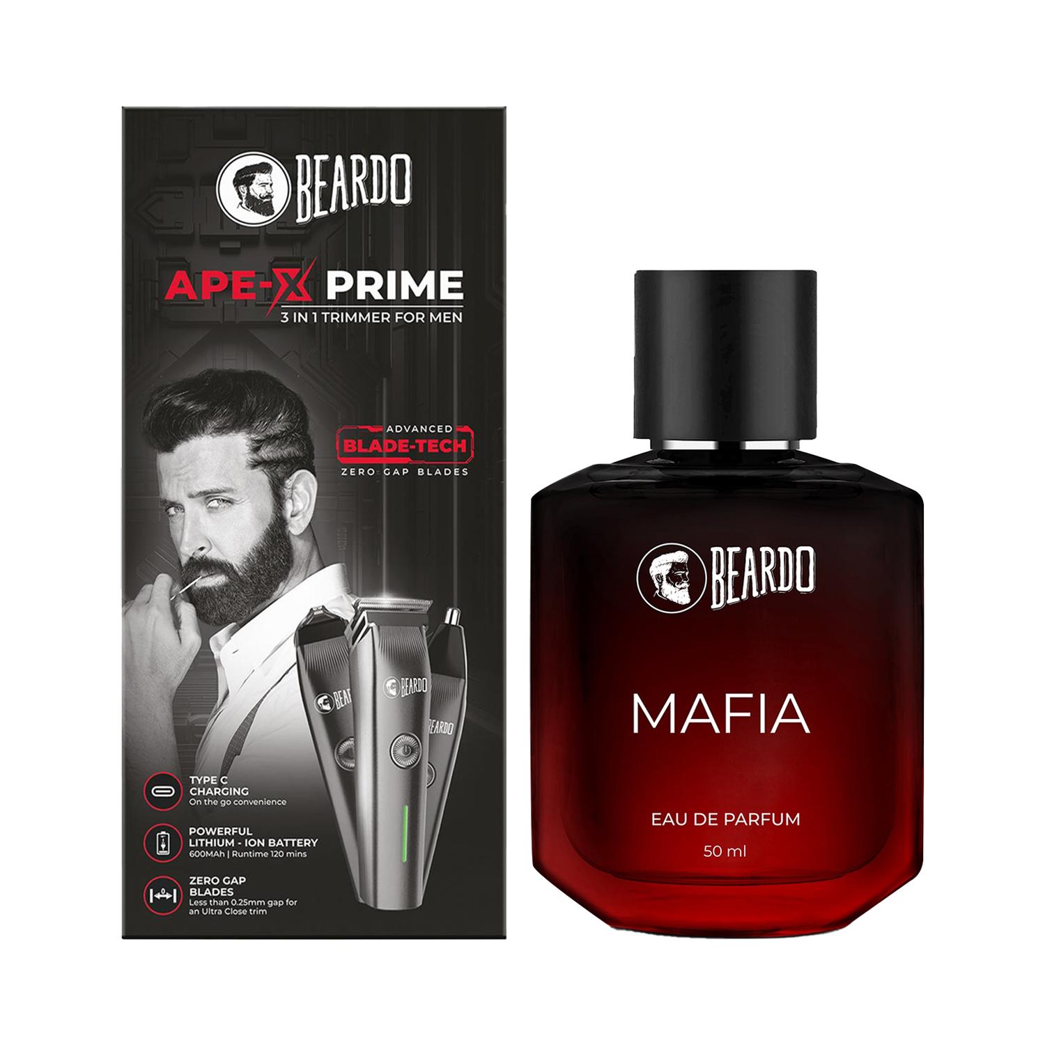 Beardo | Beardo Ape-X 3-In-1 Prime Mutli Grooming Kit Trimmer & Mafia Eau De Parfum (50 ml) Combo