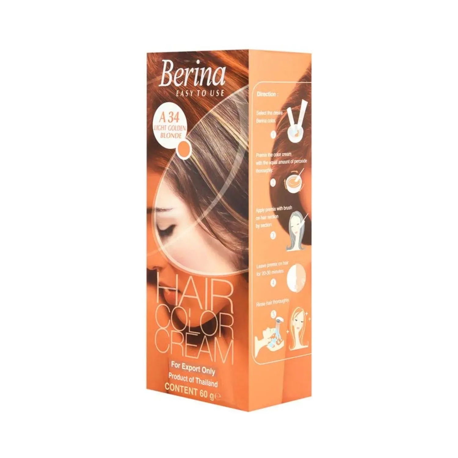 Berina | Berina Cream Hair Color - A34 Light Golden Blonde (60g)