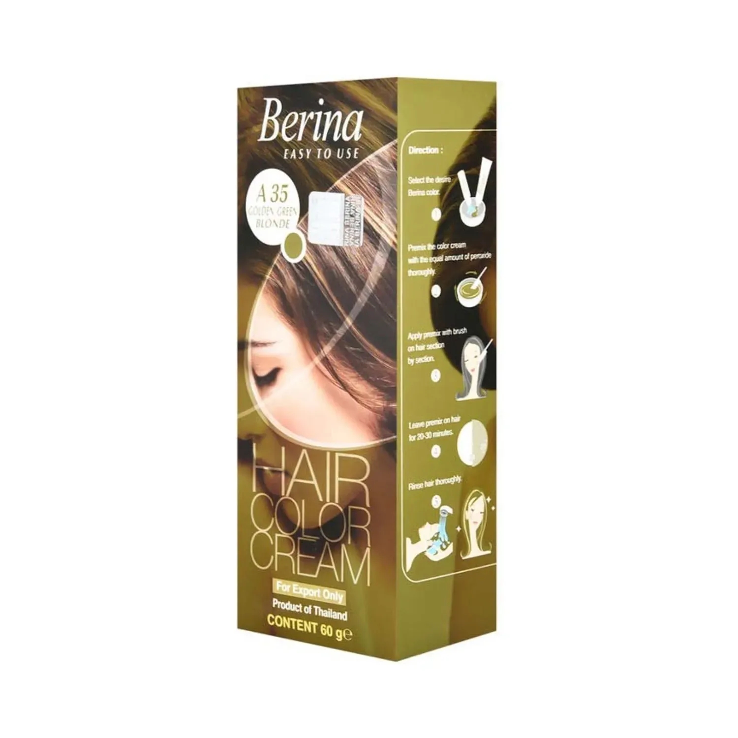 Berina | Berina Cream Hair Color - A35 Golden Green Blonde (60g)