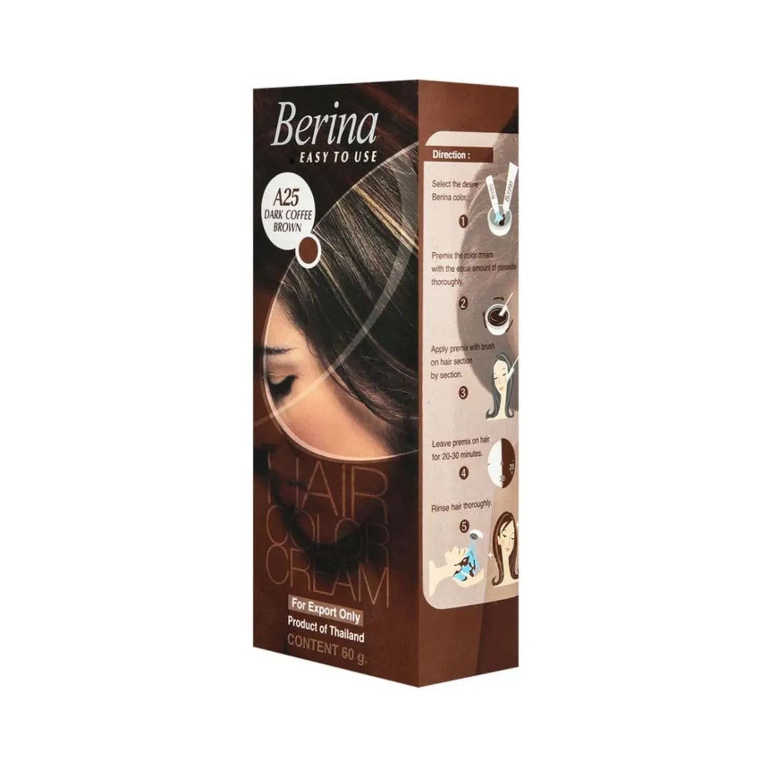 Berina | Berina Cream Hair Color - A25 Dark Coffee Brown (60g)