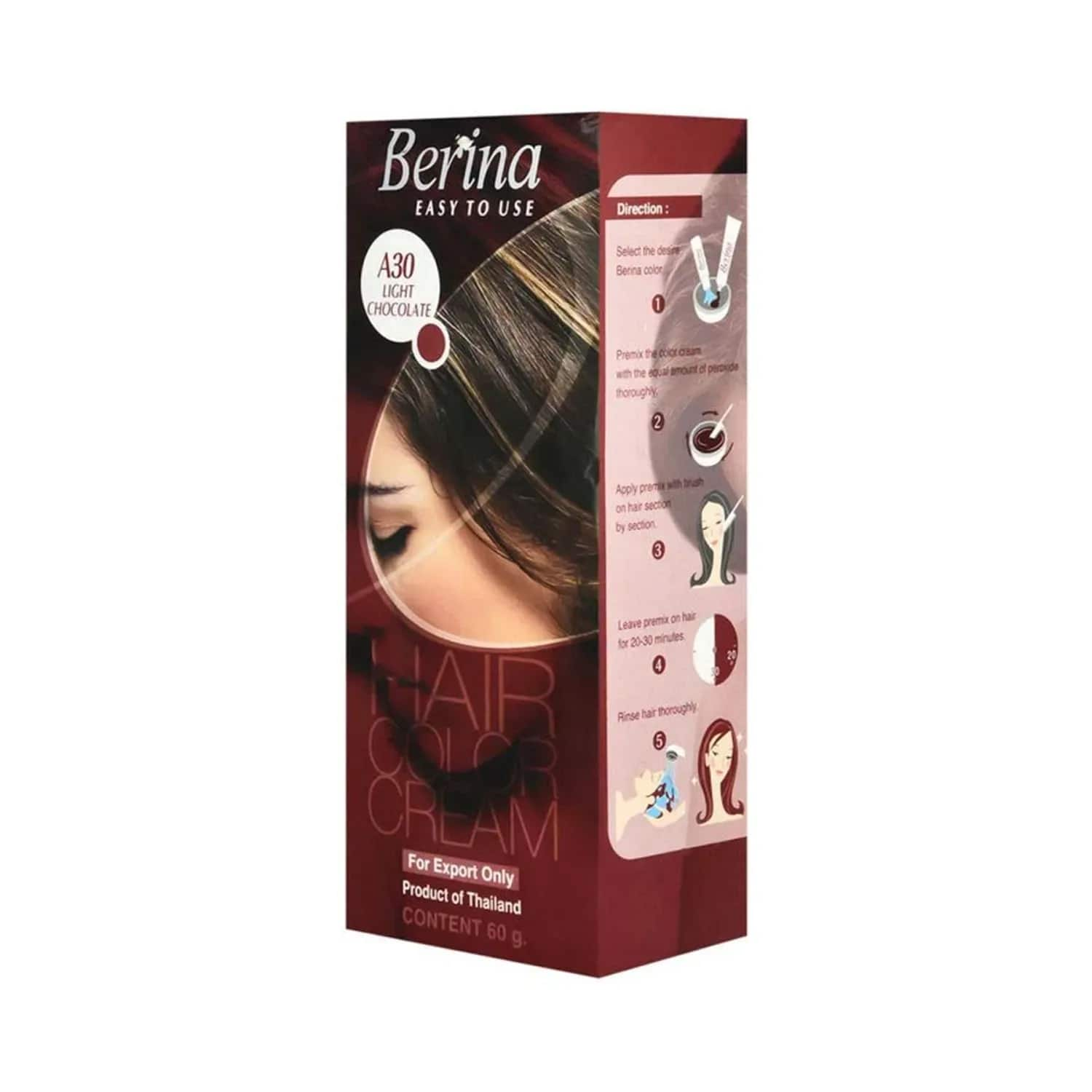 Berina | Berina Cream Hair Color - A30 Light Chocolate (60g)