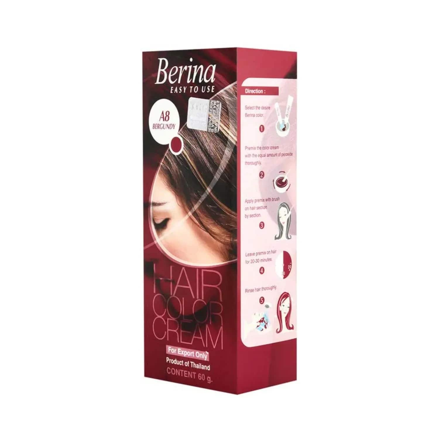 Berina | Berina Cream Hair Color - A8 Burgundy (60g)