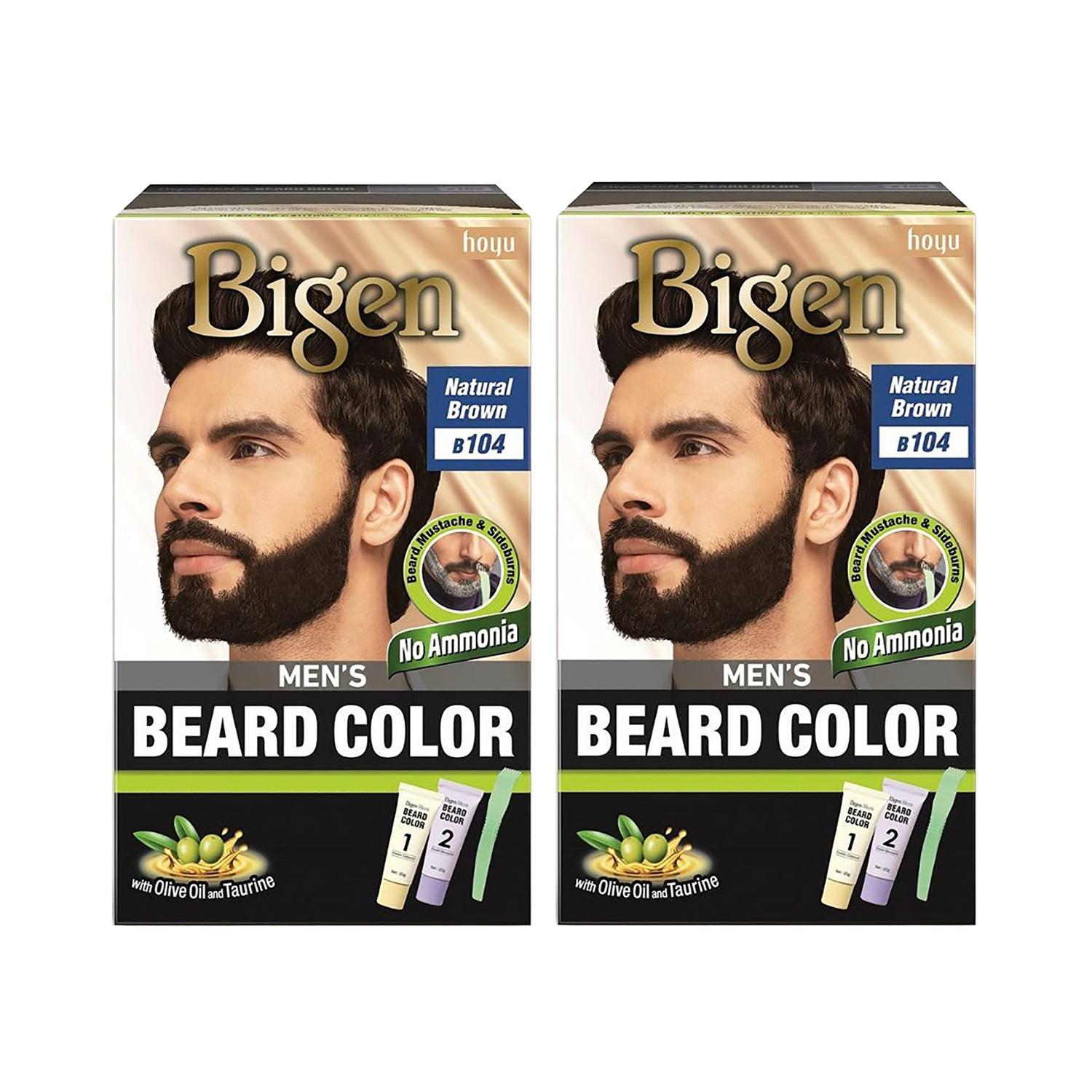 Bigen | Bigen Men's Beard Color - B104 Natural Brown Pack of 2 Combo (40 g + 40 g)