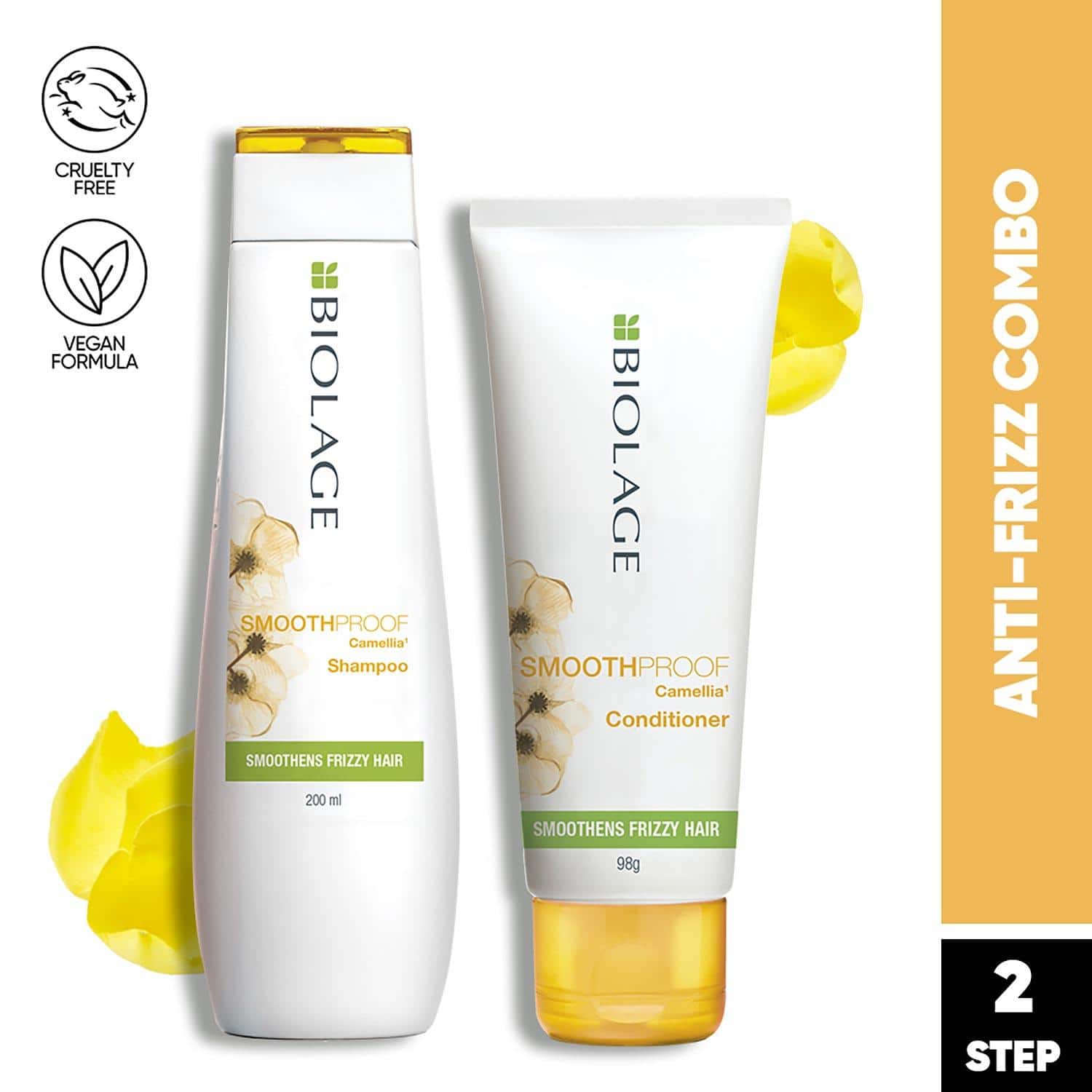 Biolage | Biolage Smoothproof Vegan Shampoo and Conditioner Combo for Frizz-Free Hair (200 ml + 98 g)