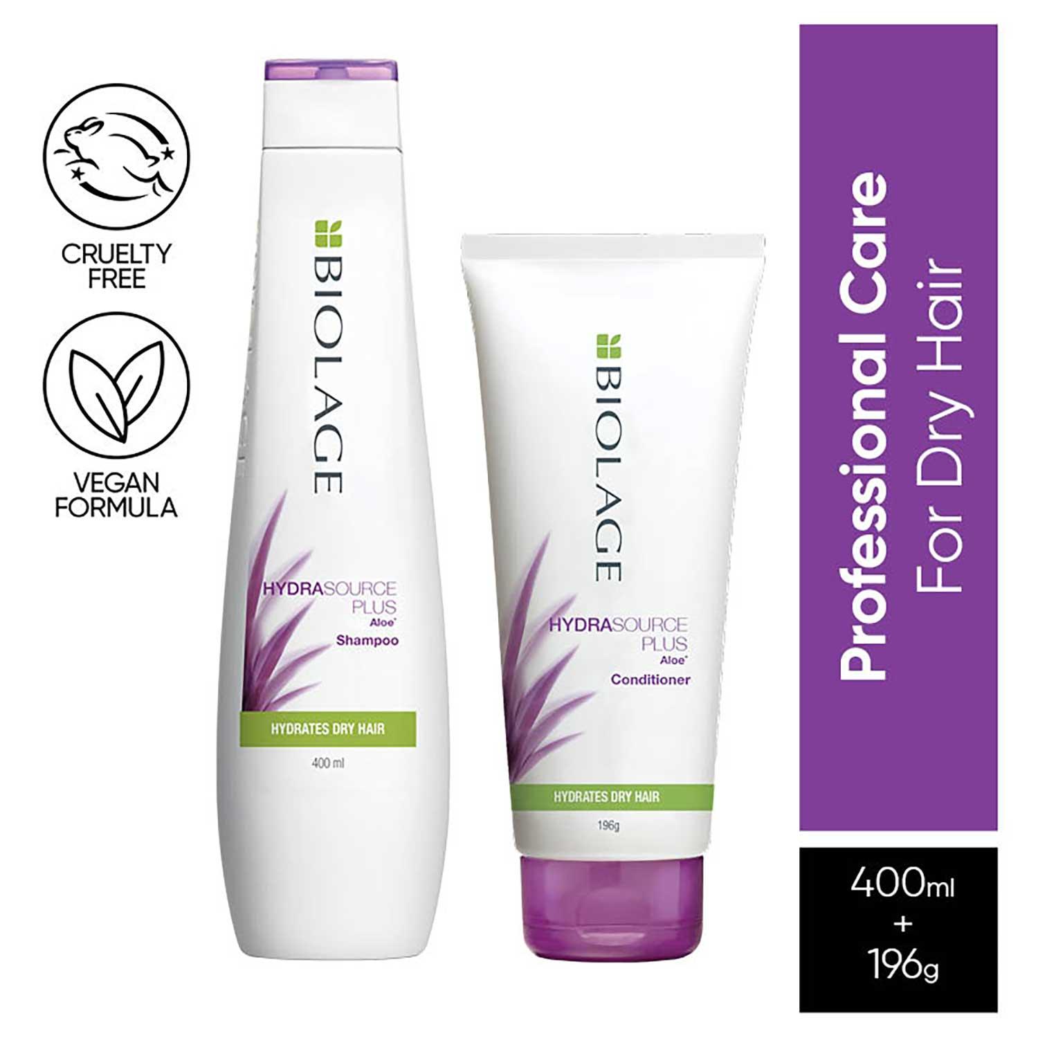 Biolage | Biolage Hydrasource Shampoo & Conditioner Combo Enriched with Aloe for Dry Hair (400 ml + 196 g)