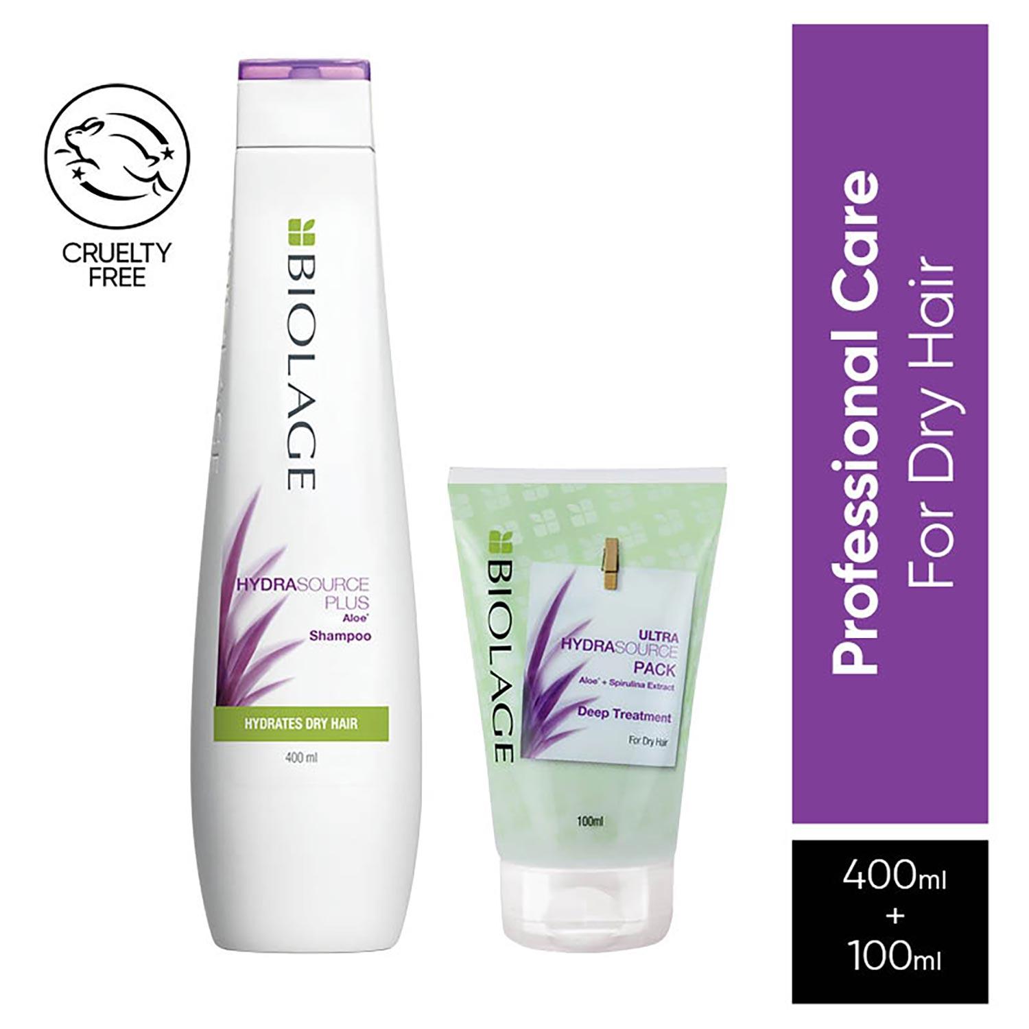 Biolage | Biolage Hydrasource Shampoo & Deep Treatment Pack Enriched with Aloe for Dry Hair (400 ml + 100 ml)