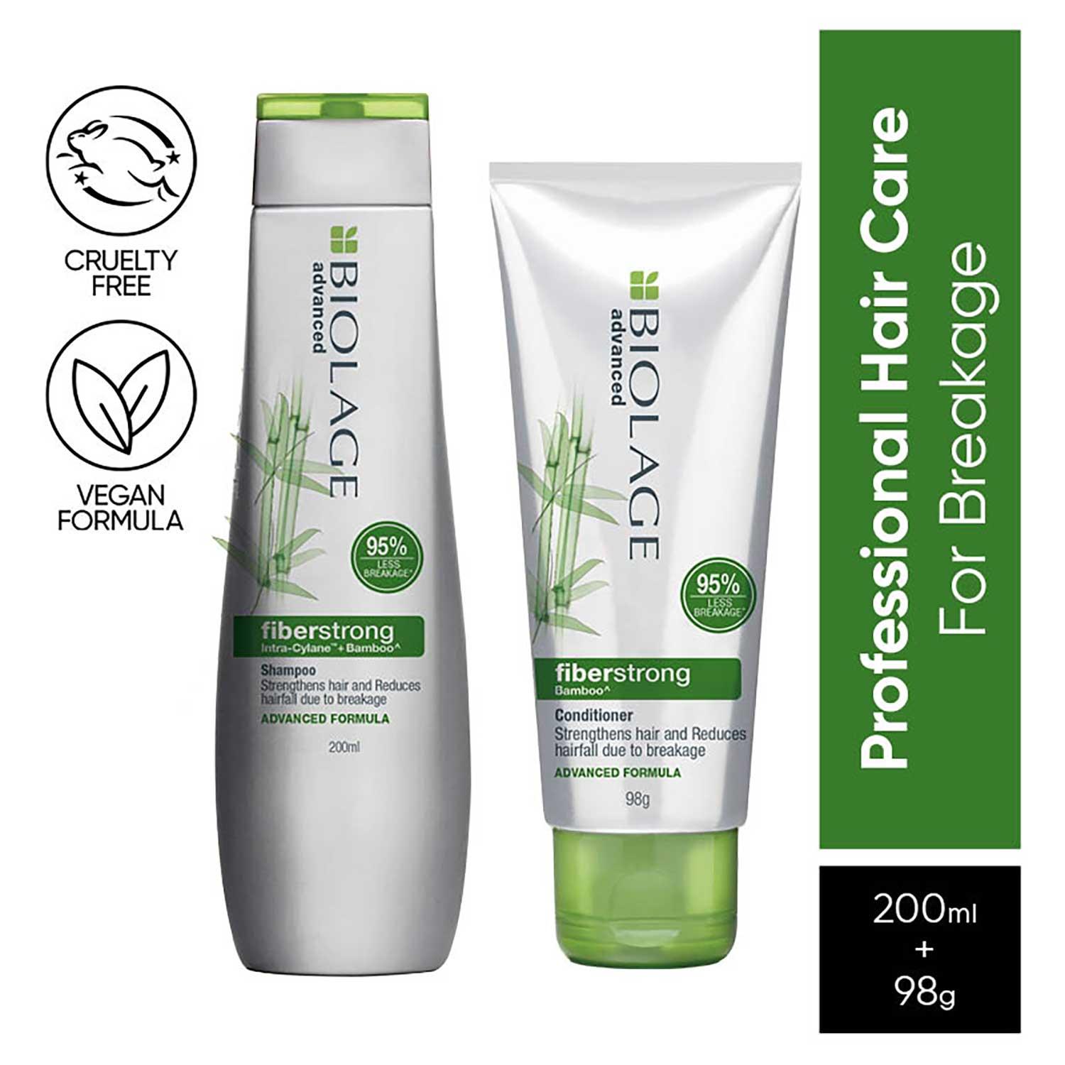 Biolage | Biolage Fiberstrong Shampoo & Conditioner Combo, 12x Strength in Weak, Fragile Hair (200 ml + 98 g)