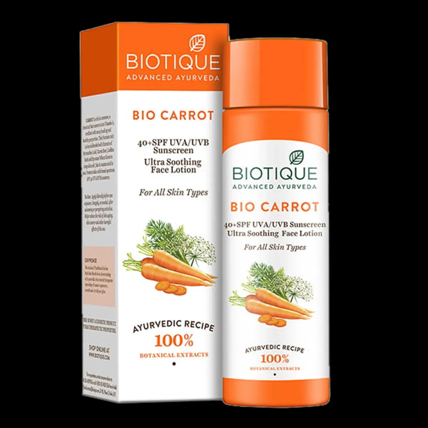 Biotique | Biotique Bio Carrot SPF40+ UVB/UVA PA+++ Sunscreen Ultra Soothing Face Lotion - (120ml)