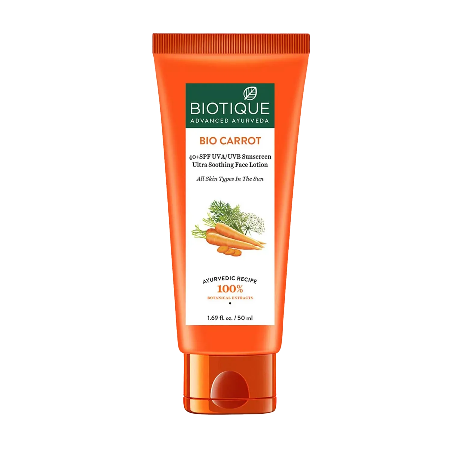 Biotique | Biotique Bio Sun Shield Carrot Ultra Protective Face Cream 40+ SPF Sunscreen - (50g)