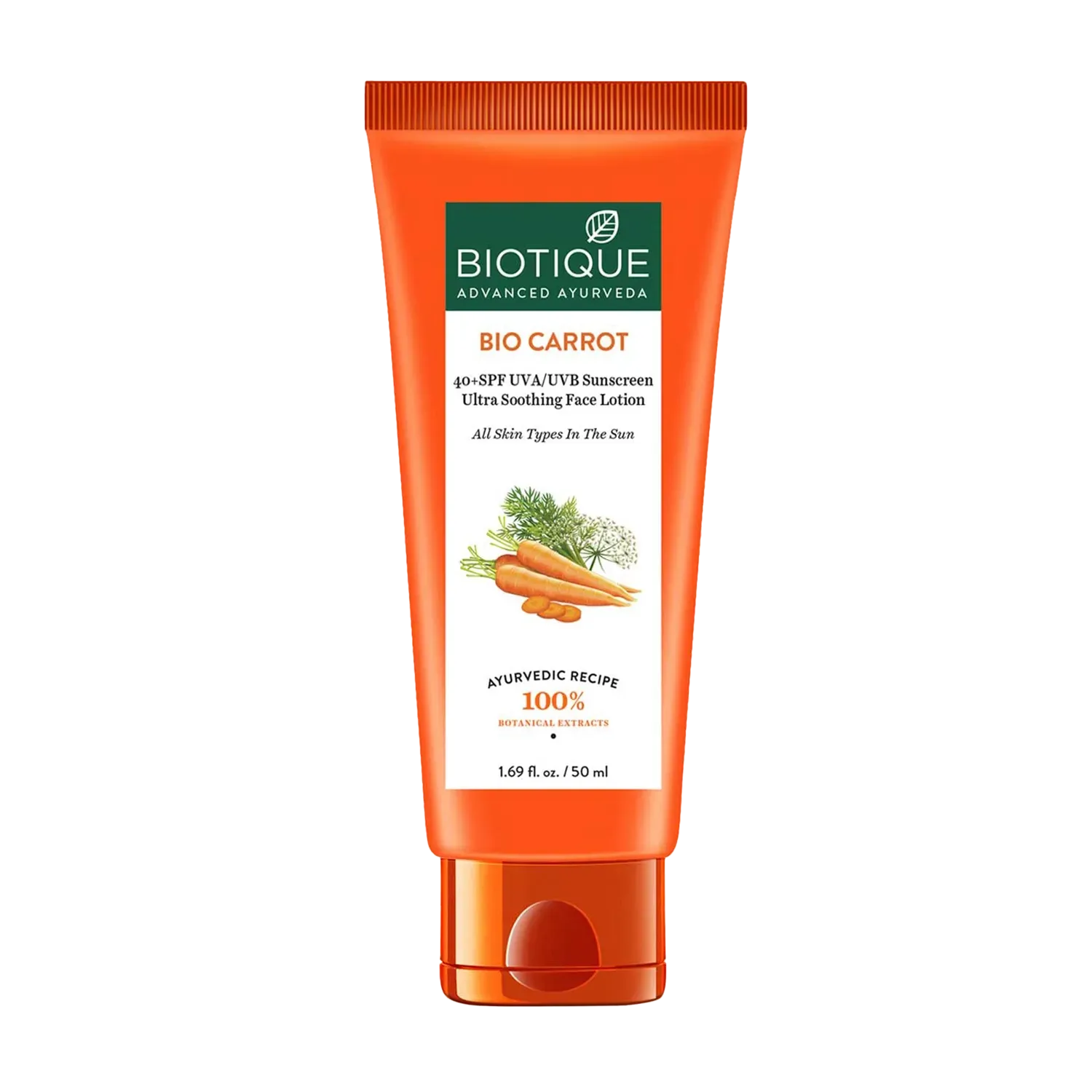 Biotique | Biotique Bio Carrot 40+ SPF UVA/UVB Sunscreen Ultra Soothing Face Lotion - (50ml)