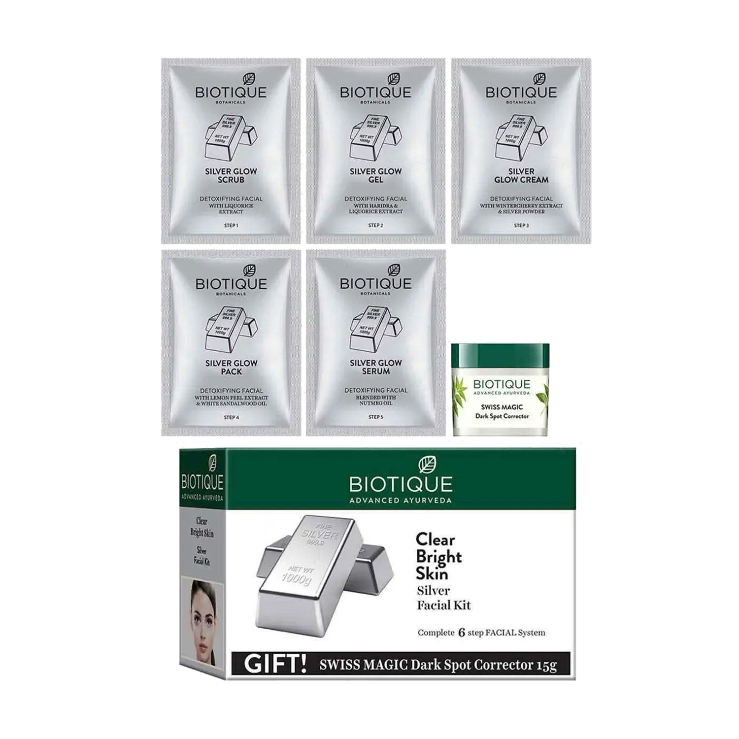 Biotique | Biotique Silver Facial Kit - (6 Pcs)