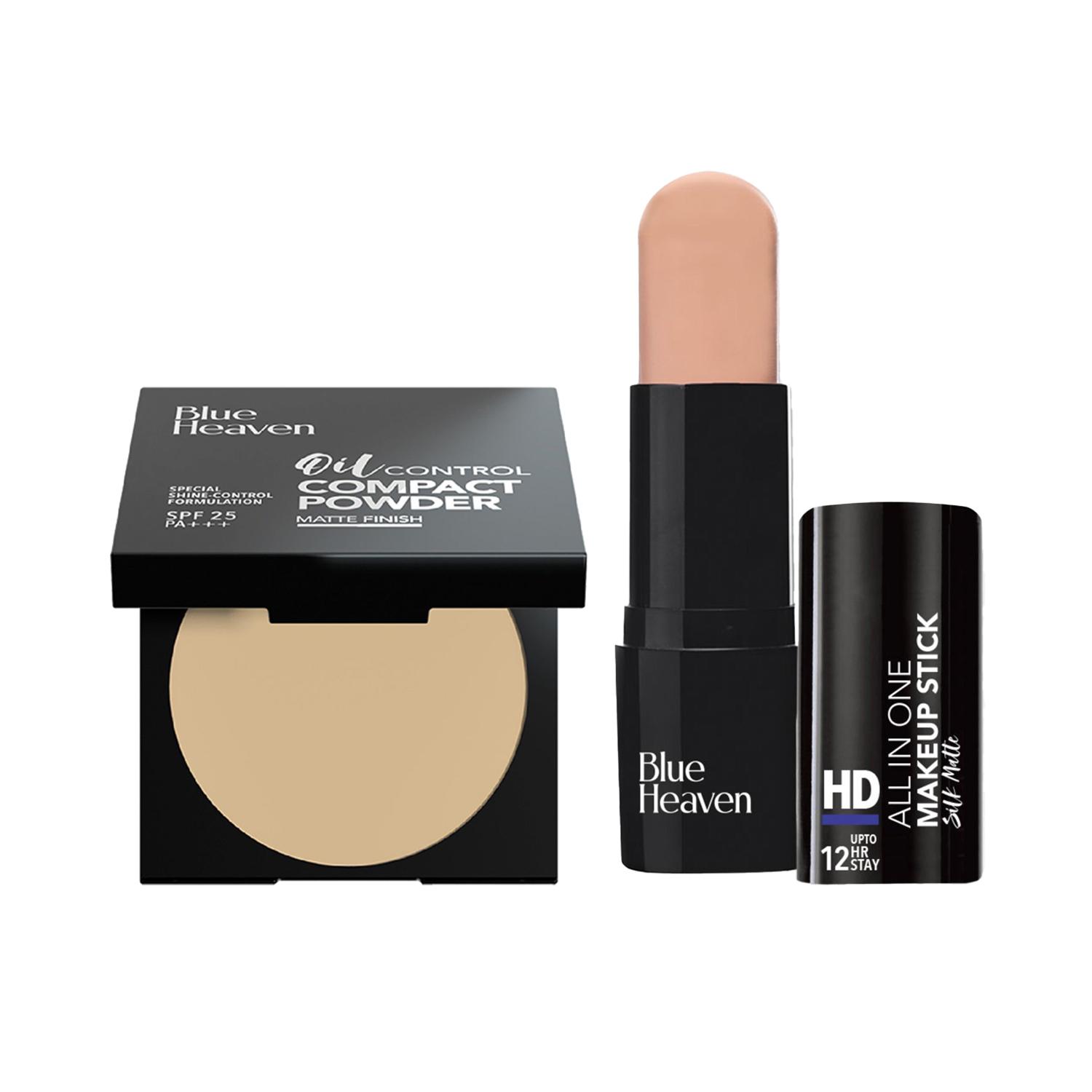 Blue Heaven | Blue Heaven Oil control Compact Powder-Cream Blush & All In One Make Up Stick-Cream Blush Combo