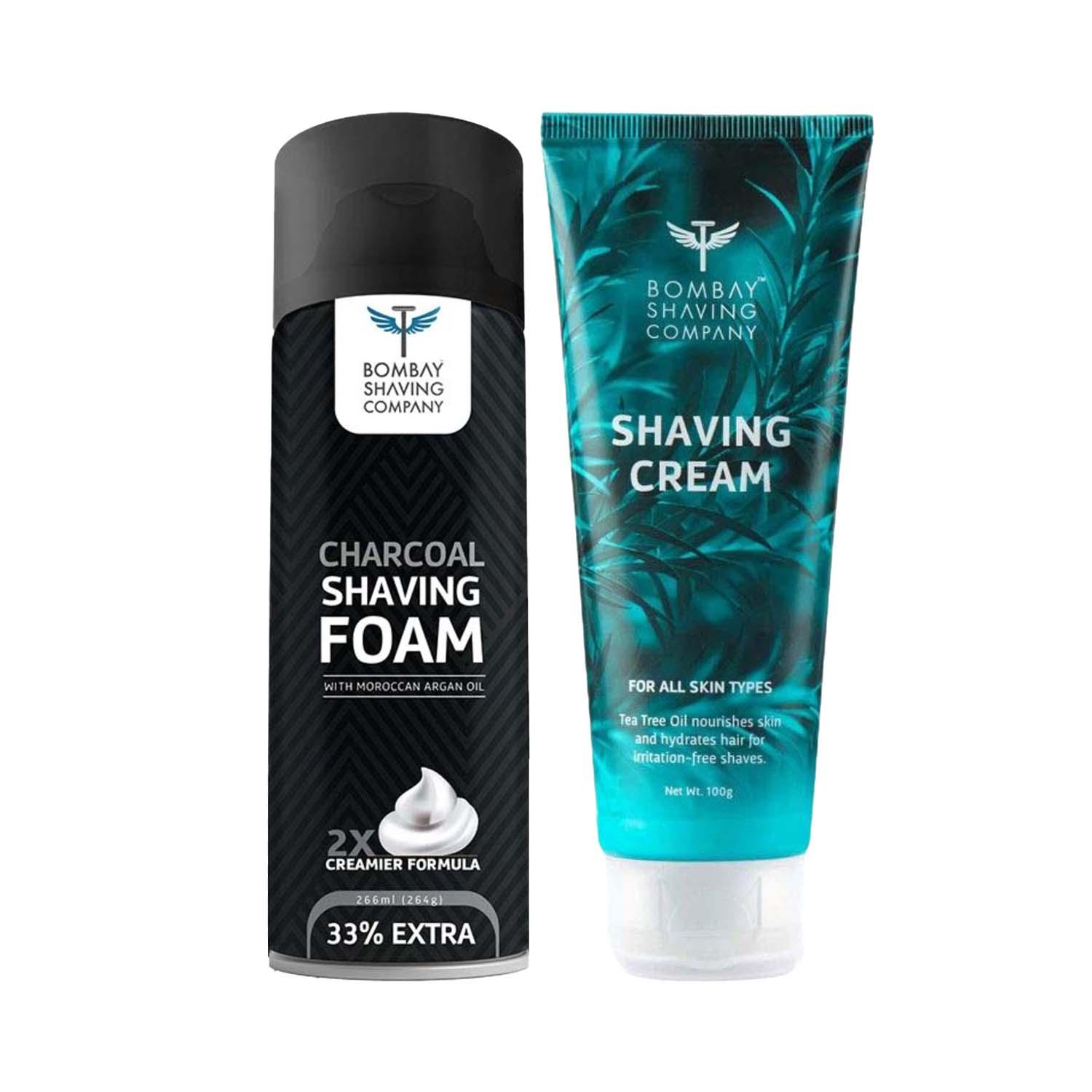 Bombay Shaving Company | Bombay Shaving Company Charcoal Shaving Foam (264 g) & Shaving Cream (100 g) Combo