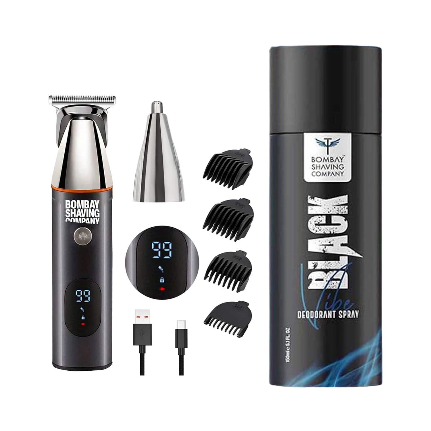 Bombay Shaving Company | Bombay Shaving Company Mens Premium Multi Grooming Trimmer & Black Vibe Deodrant Combo