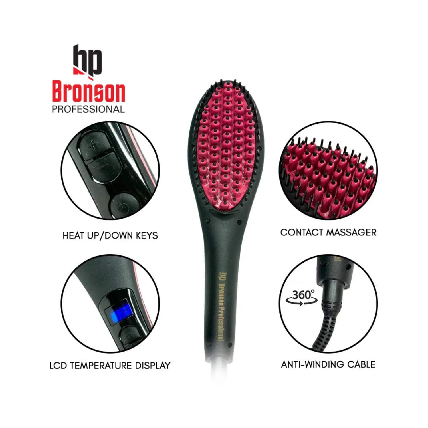 Bronson professional hair straightening ionic brush with temperature controller cheap