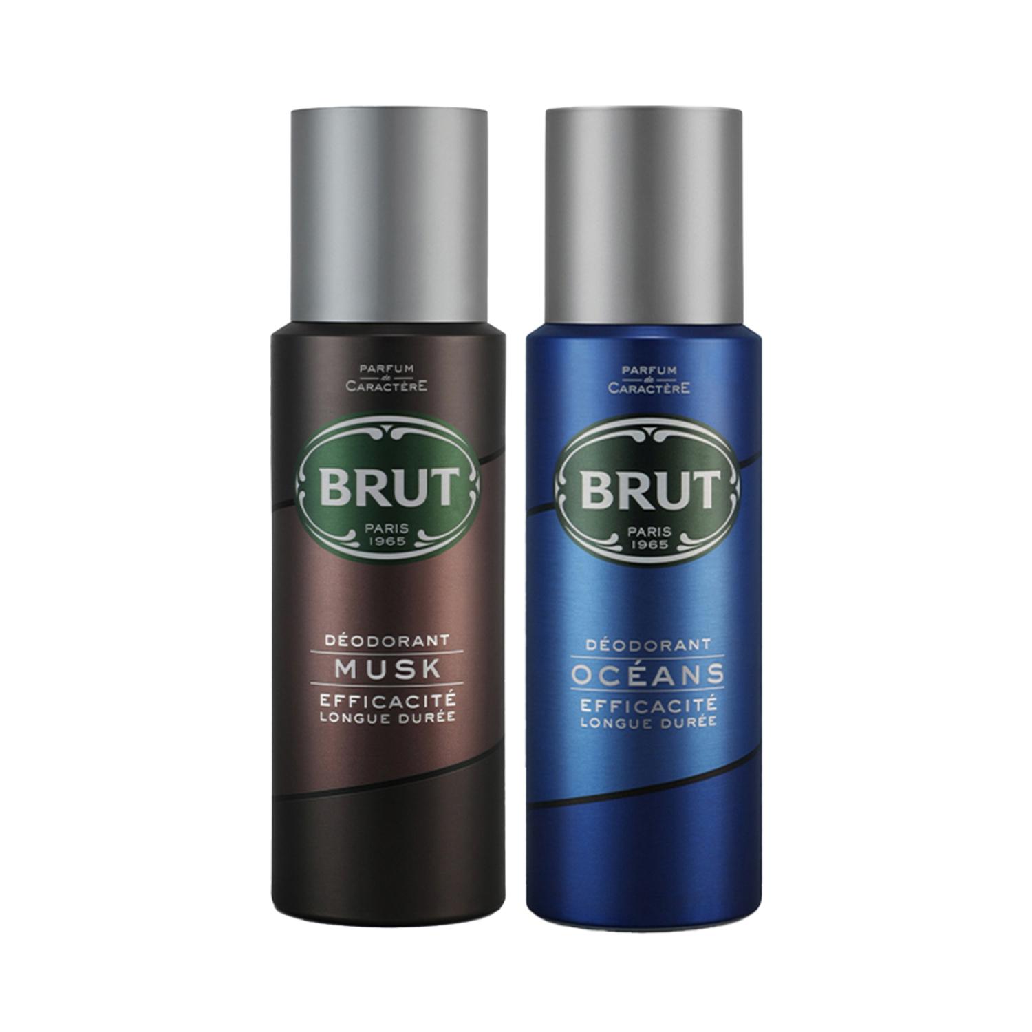 Brut Musk Deo (200ml) & Ocean (200ml) Deodorant Spray Combo