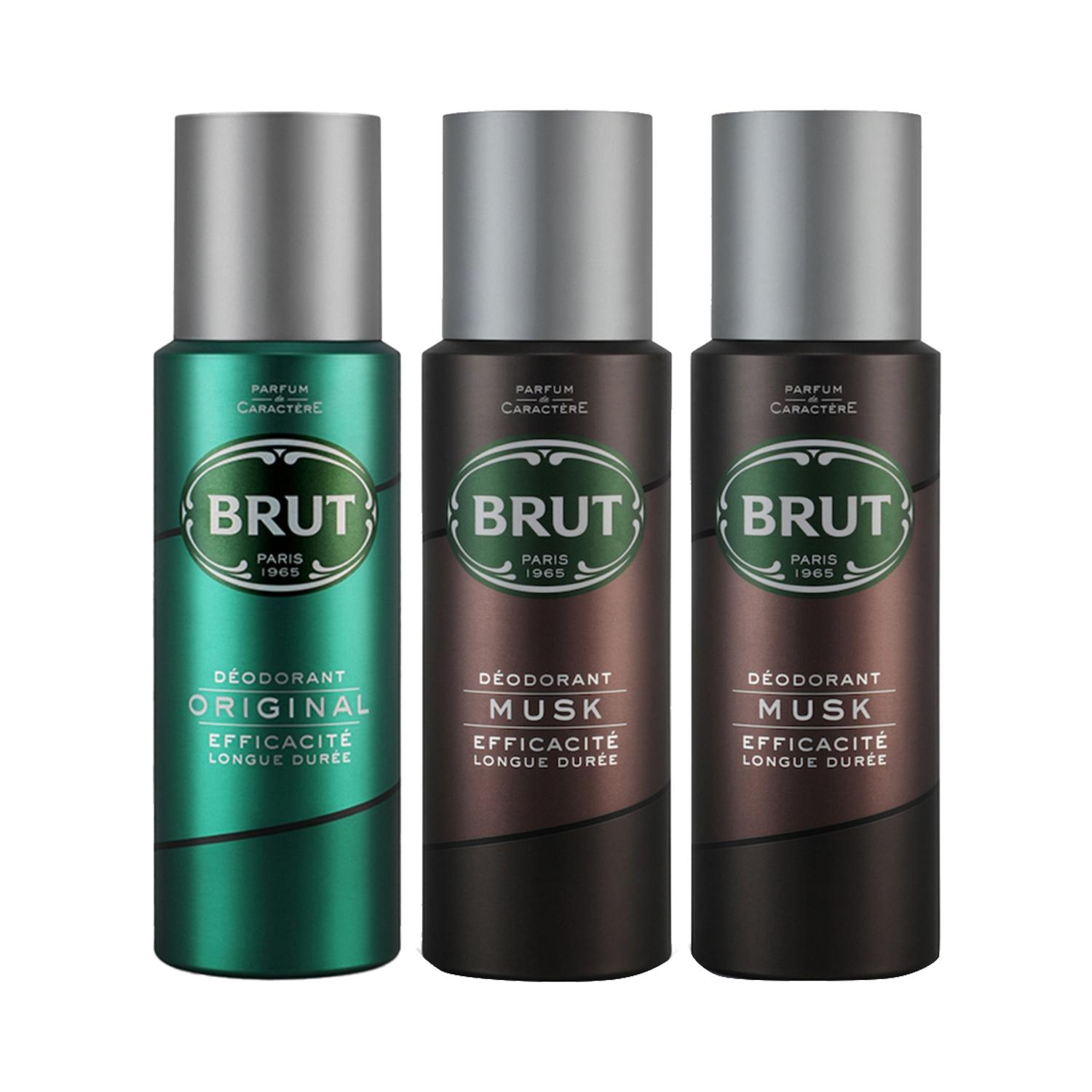 Brut | Brut Original (200ml) & Musk (200ml) Musky Deodorant Spray Efficaite Longue Duree Combo