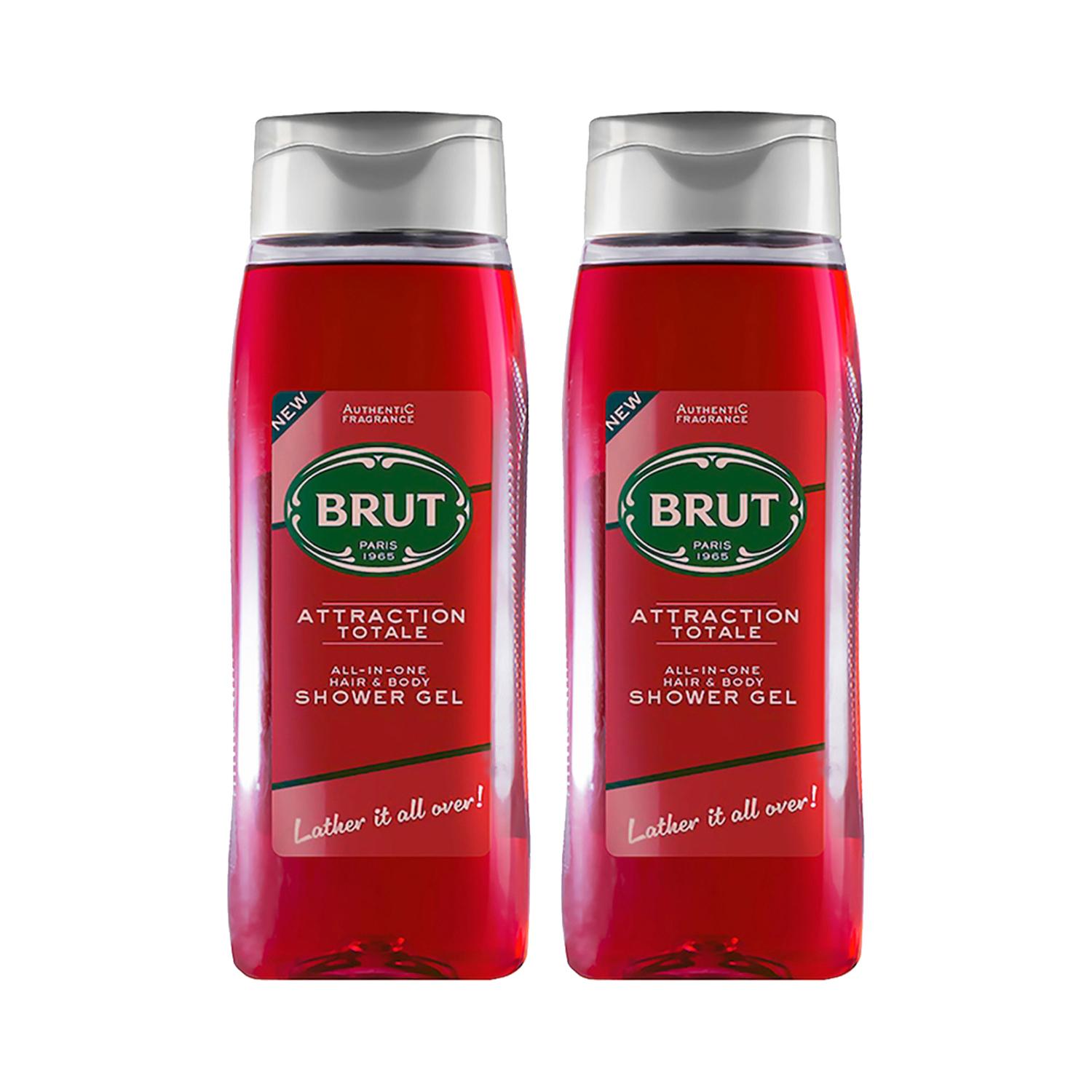 Brut | Brut Attraction Total All-In-One Hair & Body Shower Gel (500 ml) (Pack Of 2) Combo