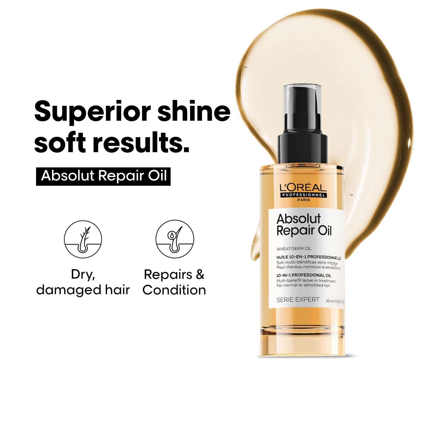 L'OREAL PROFESSIONNEL | L'OREAL PROFESSIONNEL Absolut Repair 10-in-1 Multi-Benefit Hair Serum For Dry & Damaged Hair (90 ml)
