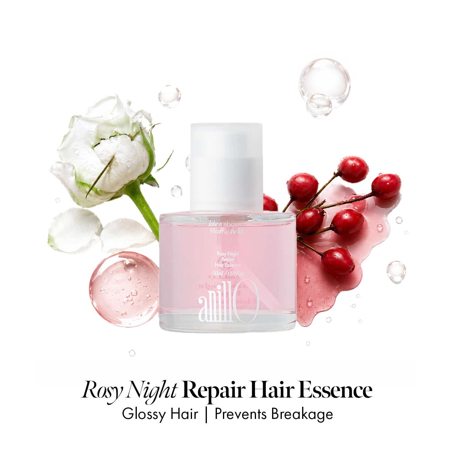 ANILLO | ANILLO Rosy Night Repair Hair Essence Korean Hair Serum For Dry Frizzy Hair (50 ml)