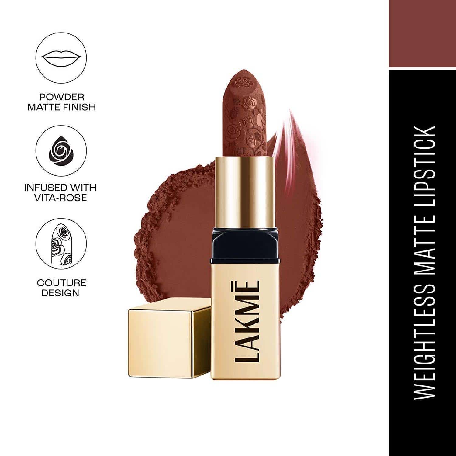 Lakme | Lakme Rouge Bloom Powder Matte Bullet - CocoaCarnation (4 g)